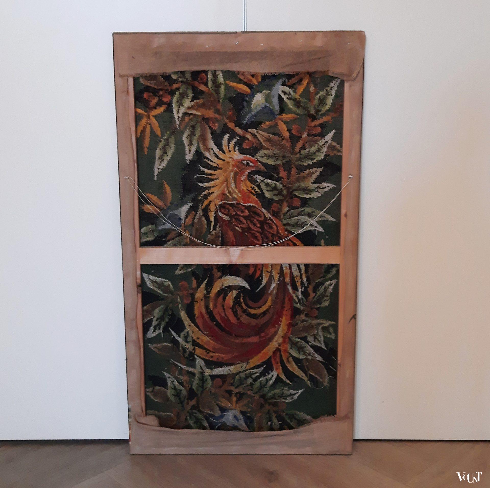 Wandkleed vogel, in de stijl van Jean Lurçat, jaren '60