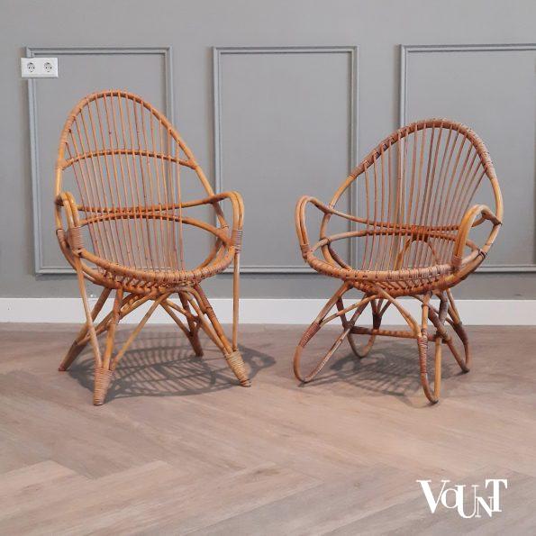 Set van 2 vintage rotan stoelen, Rohé Noordwolde, jaren '60