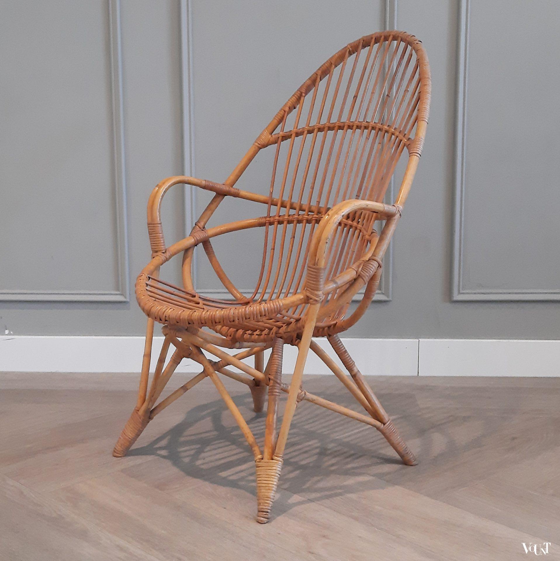 Set van 2 vintage rotan stoelen, Rohé Noordwolde, jaren '60