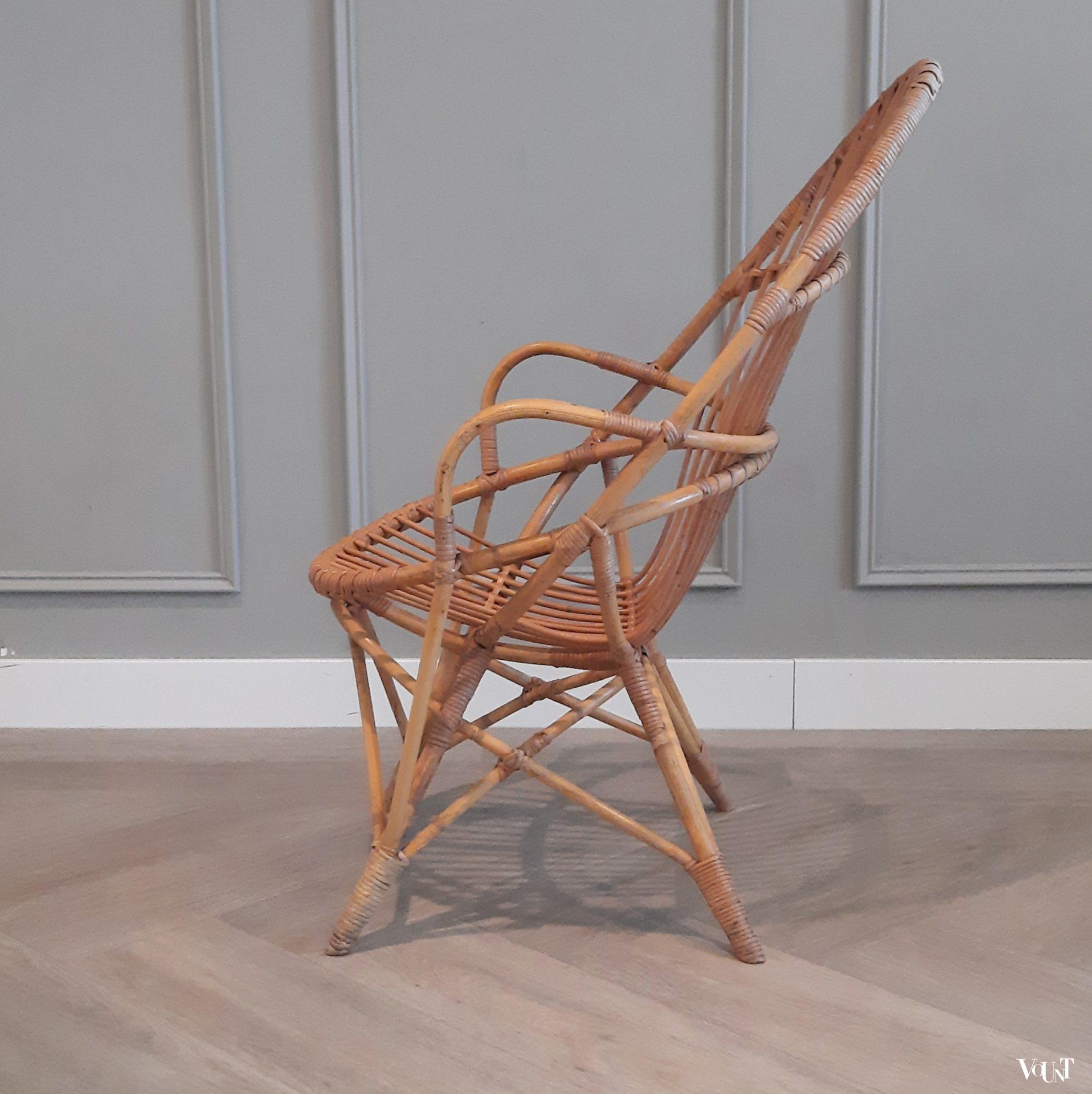 Set van 2 vintage rotan stoelen, Rohé Noordwolde, jaren '60