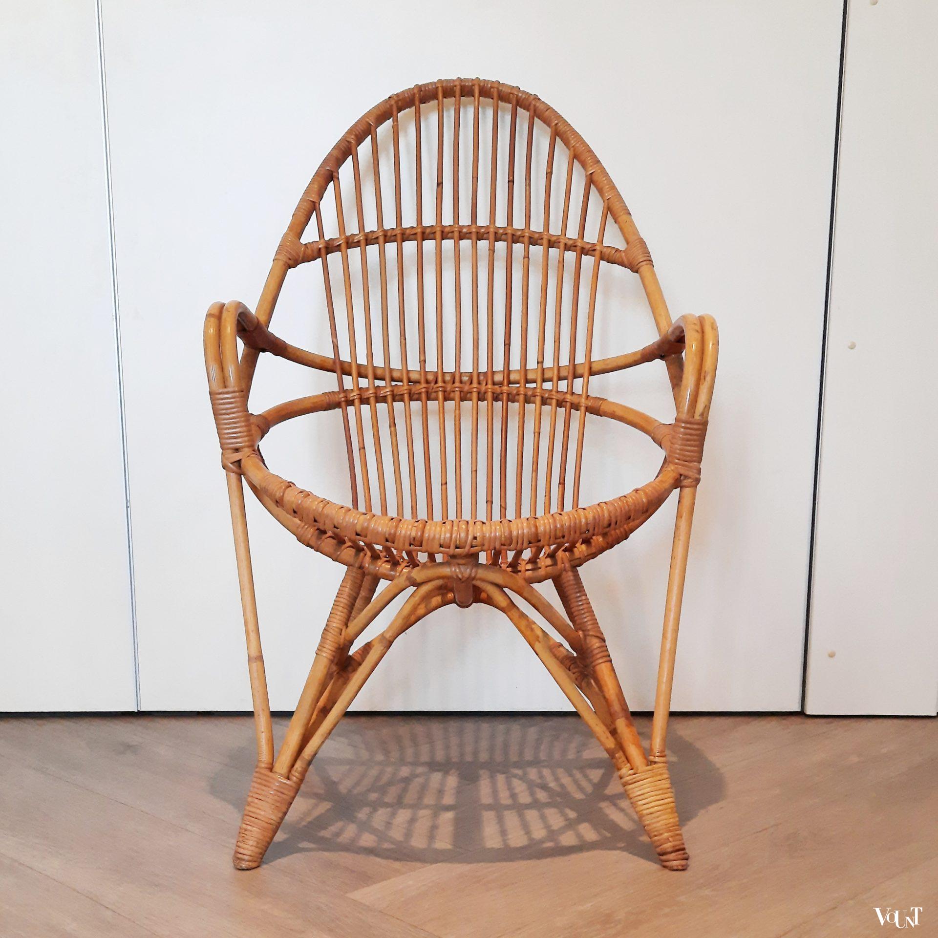 Set van 2 vintage rotan stoelen, Rohé Noordwolde, jaren '60