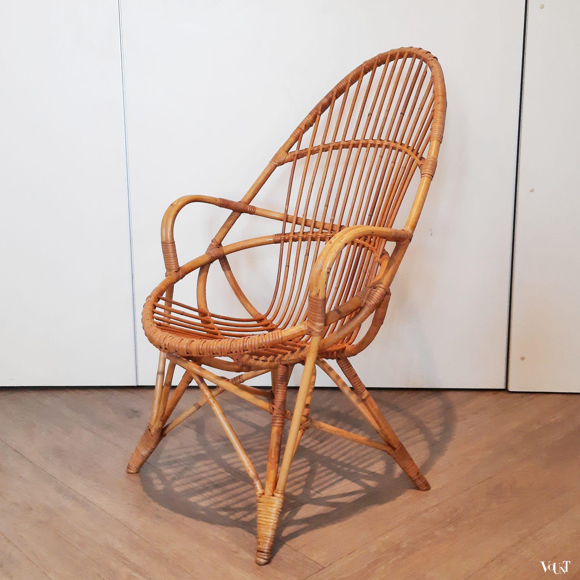 Set van 2 vintage rotan stoelen, Rohé Noordwolde, jaren '60