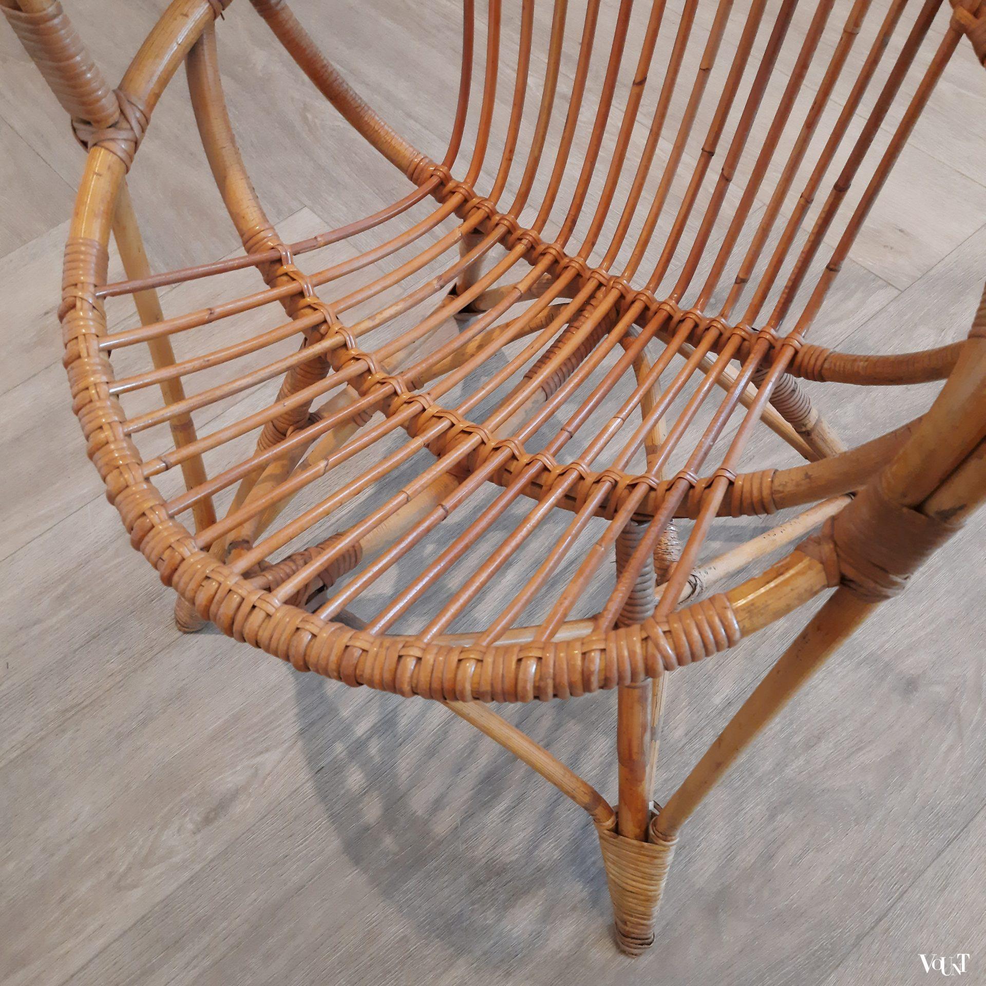 Set van 2 vintage rotan stoelen, Rohé Noordwolde, jaren '60