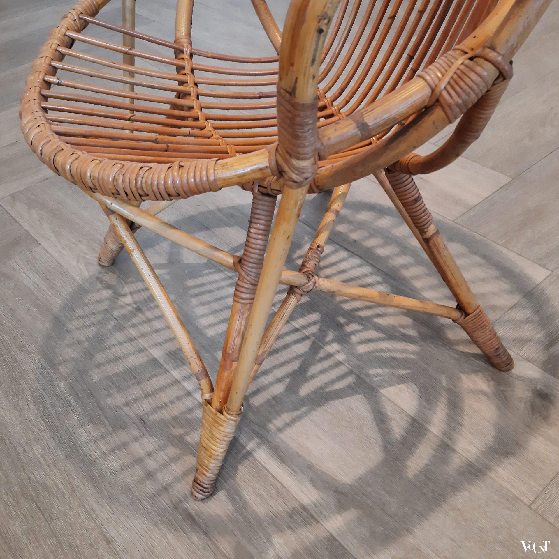 Set van 2 vintage rotan stoelen, Rohé Noordwolde, jaren '60