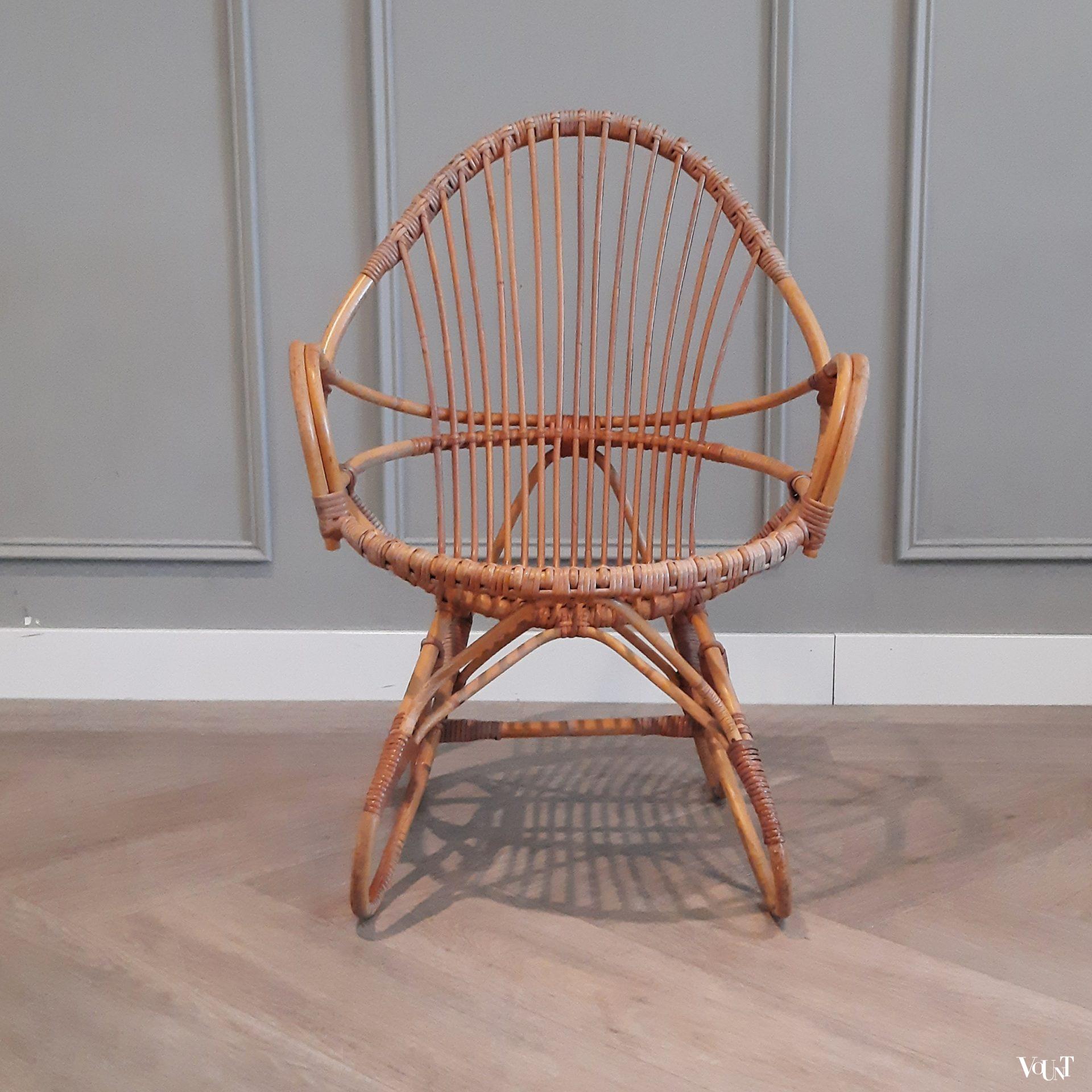 Set van 2 vintage rotan stoelen, Rohé Noordwolde, jaren '60
