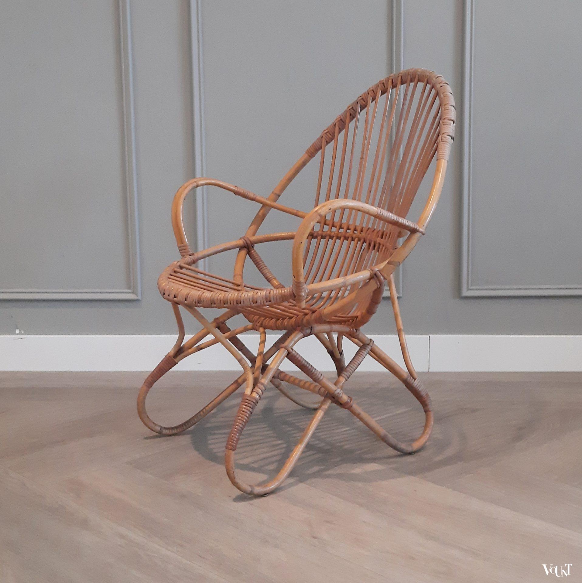 Set van 2 vintage rotan stoelen, Rohé Noordwolde, jaren '60