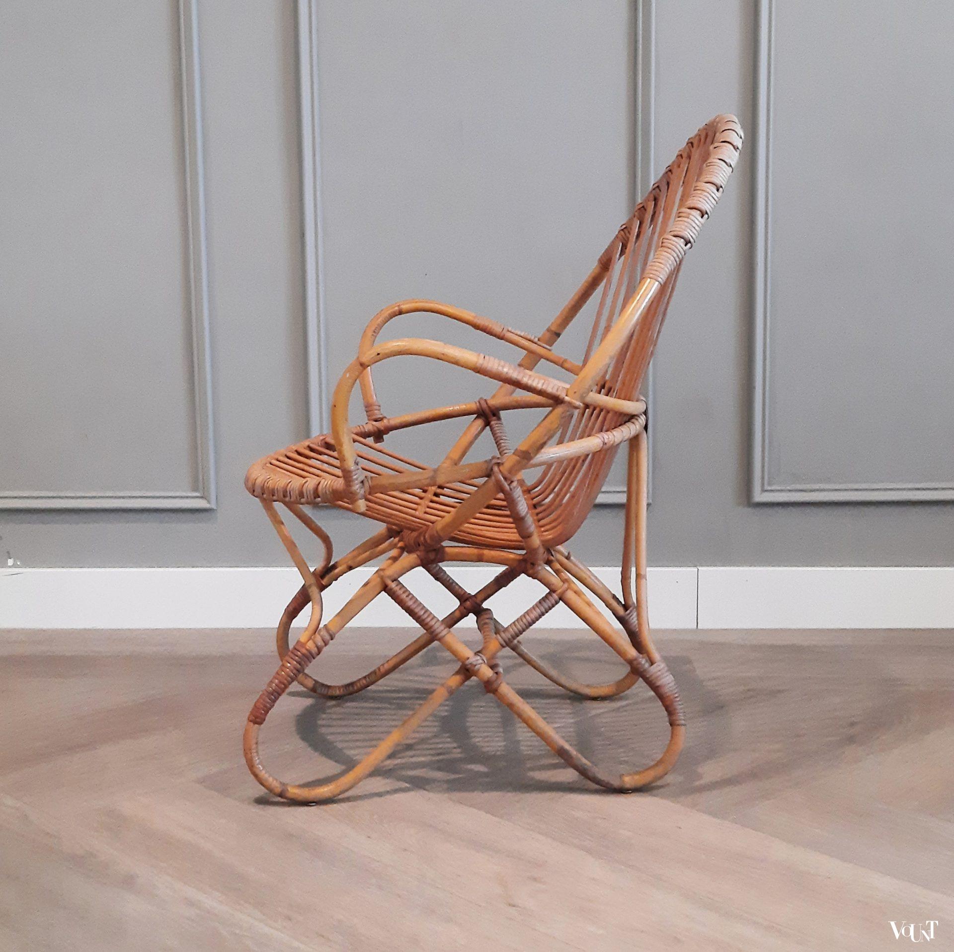 Set van 2 vintage rotan stoelen, Rohé Noordwolde, jaren '60