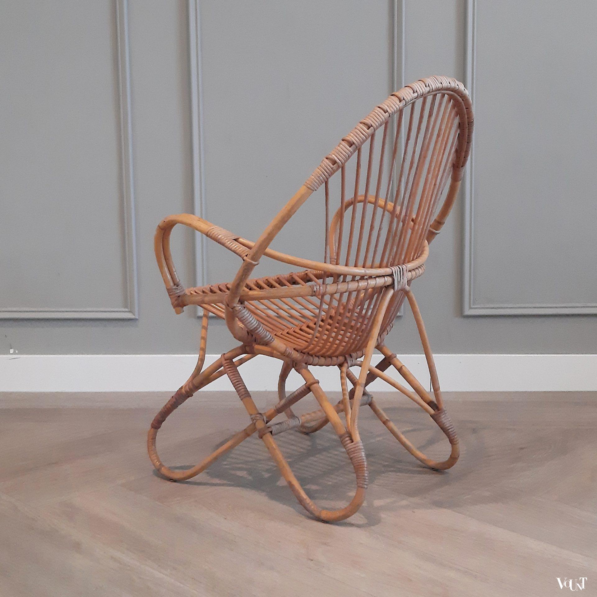 Set van 2 vintage rotan stoelen, Rohé Noordwolde, jaren '60