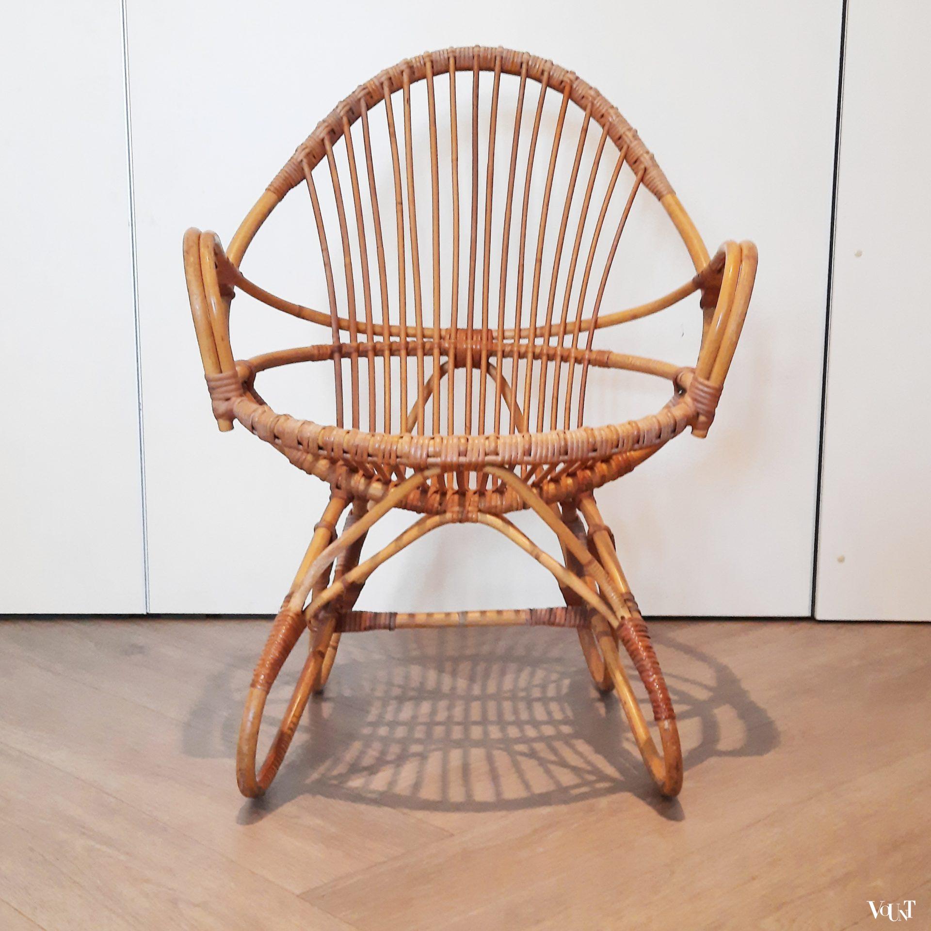 Set van 2 vintage rotan stoelen, Rohé Noordwolde, jaren '60