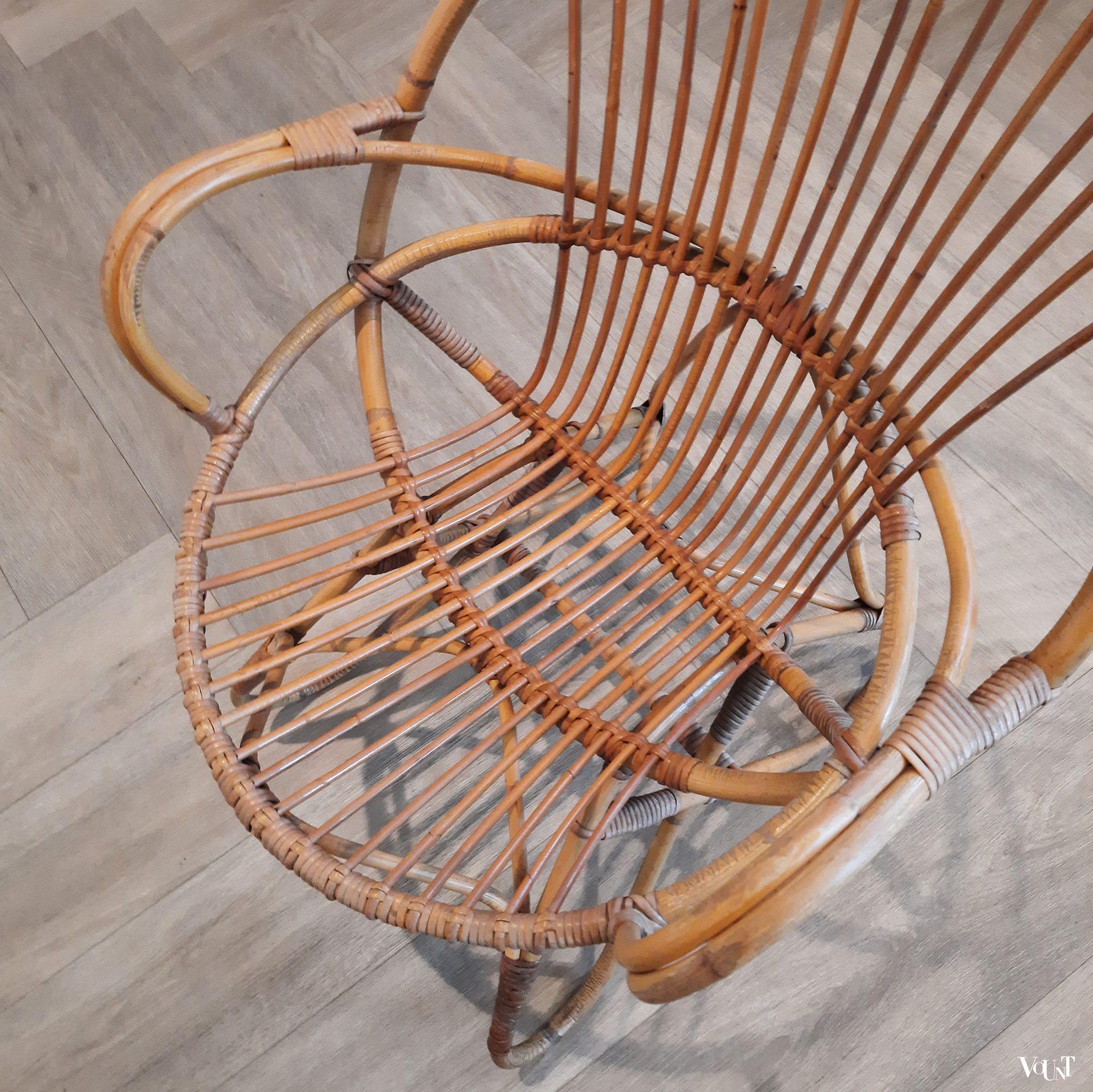 Set van 2 vintage rotan stoelen, Rohé Noordwolde, jaren '60