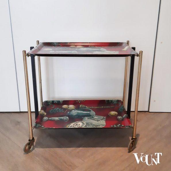 Opklapbare serveertrolley met melamine bladen, Gerlinol, jaren '60