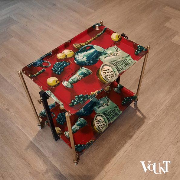 Opklapbare serveertrolley met melamine bladen, Gerlinol, jaren '60