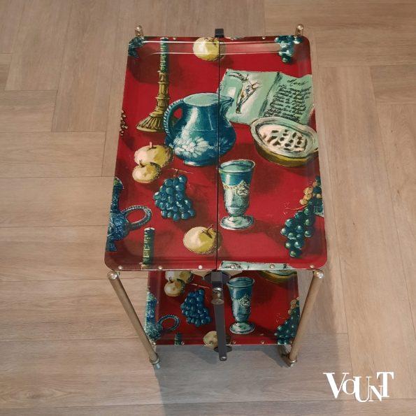 Opklapbare serveertrolley met melamine bladen, Gerlinol, jaren '60