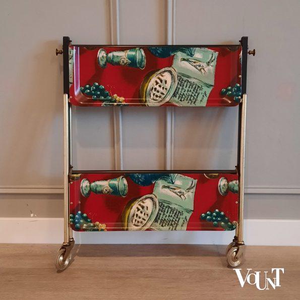 Opklapbare serveertrolley met melamine bladen, Gerlinol, jaren '60