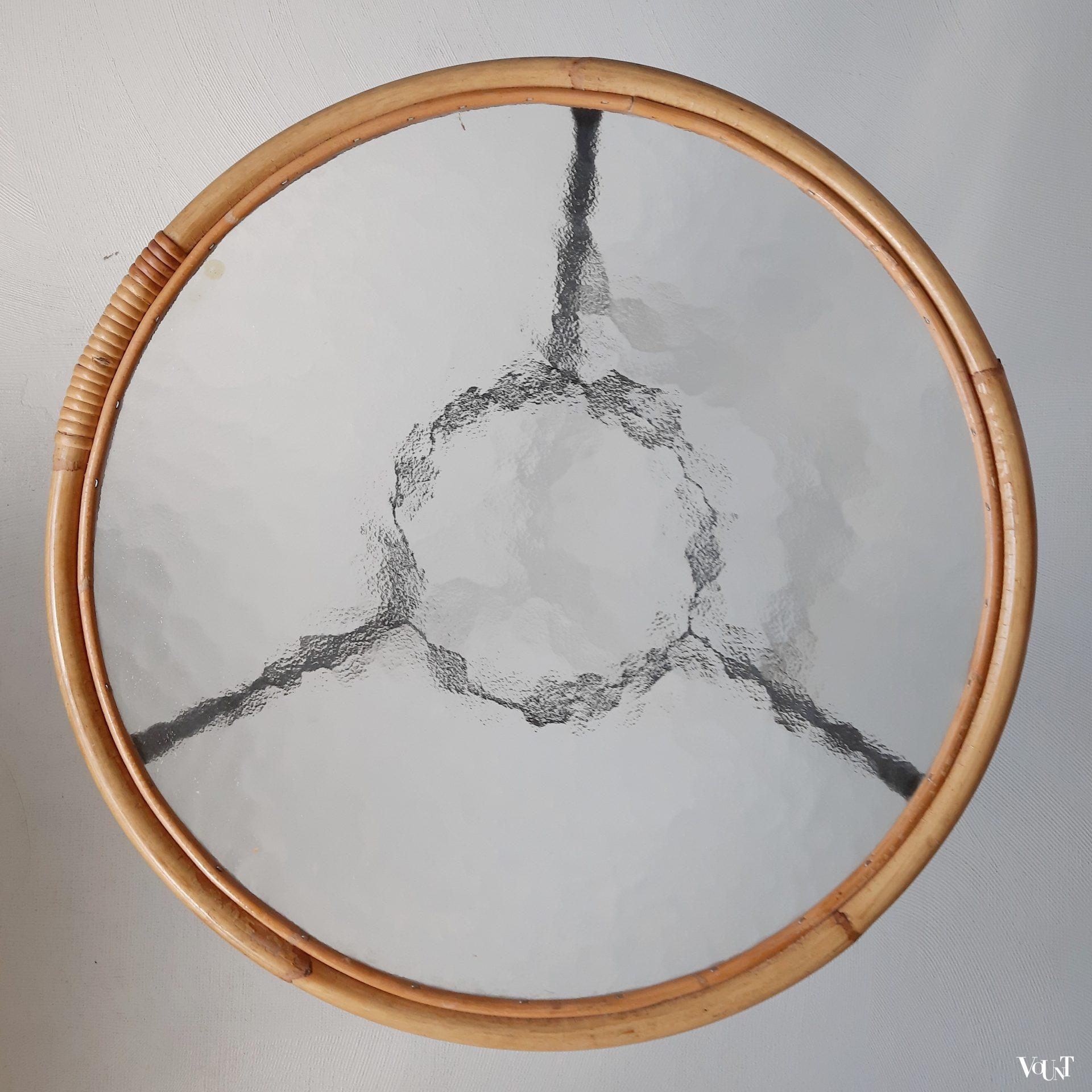 Ronde rotan bijzettafel, Rohé Noordwolde, jaren '60