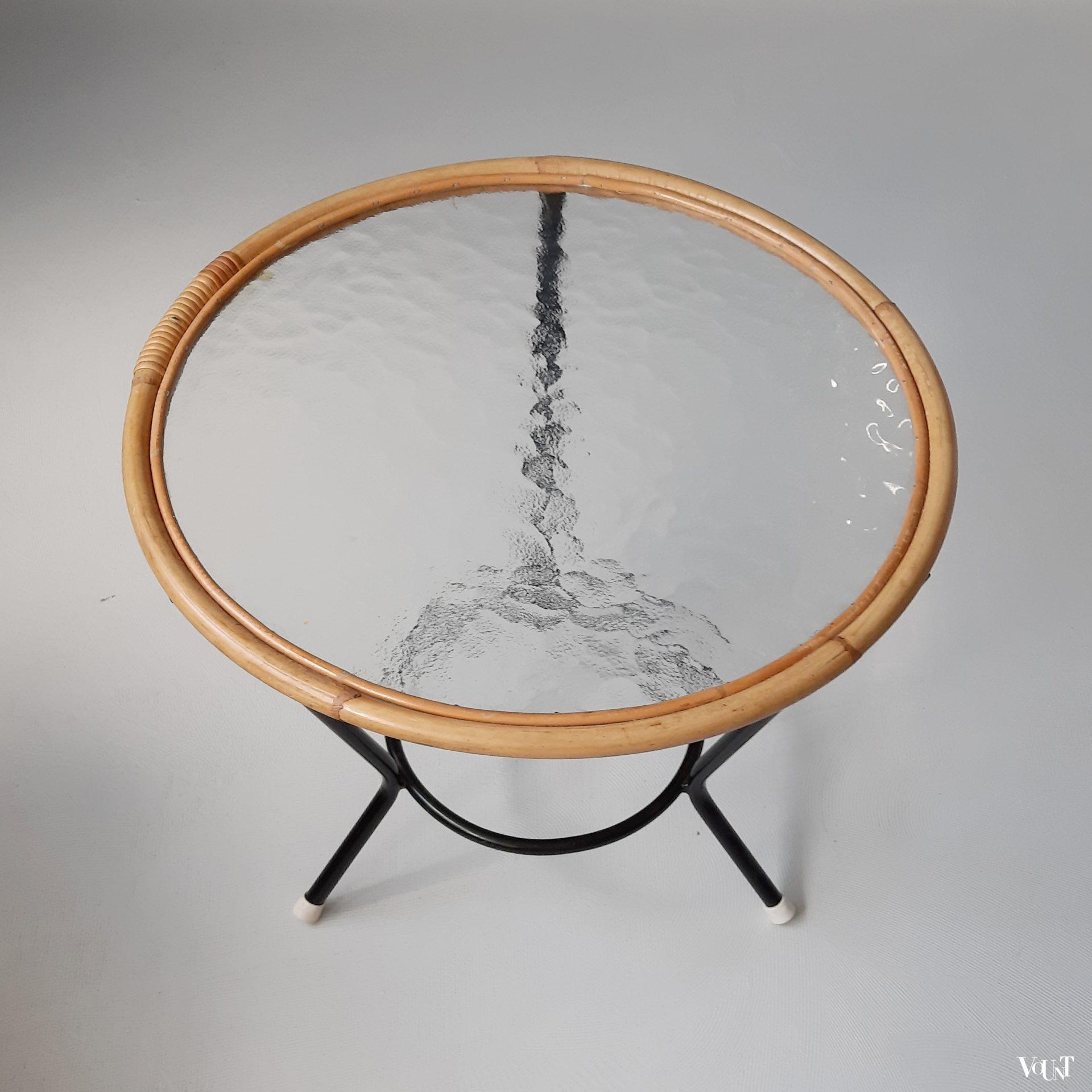 Ronde rotan bijzettafel, Rohé Noordwolde, jaren '60