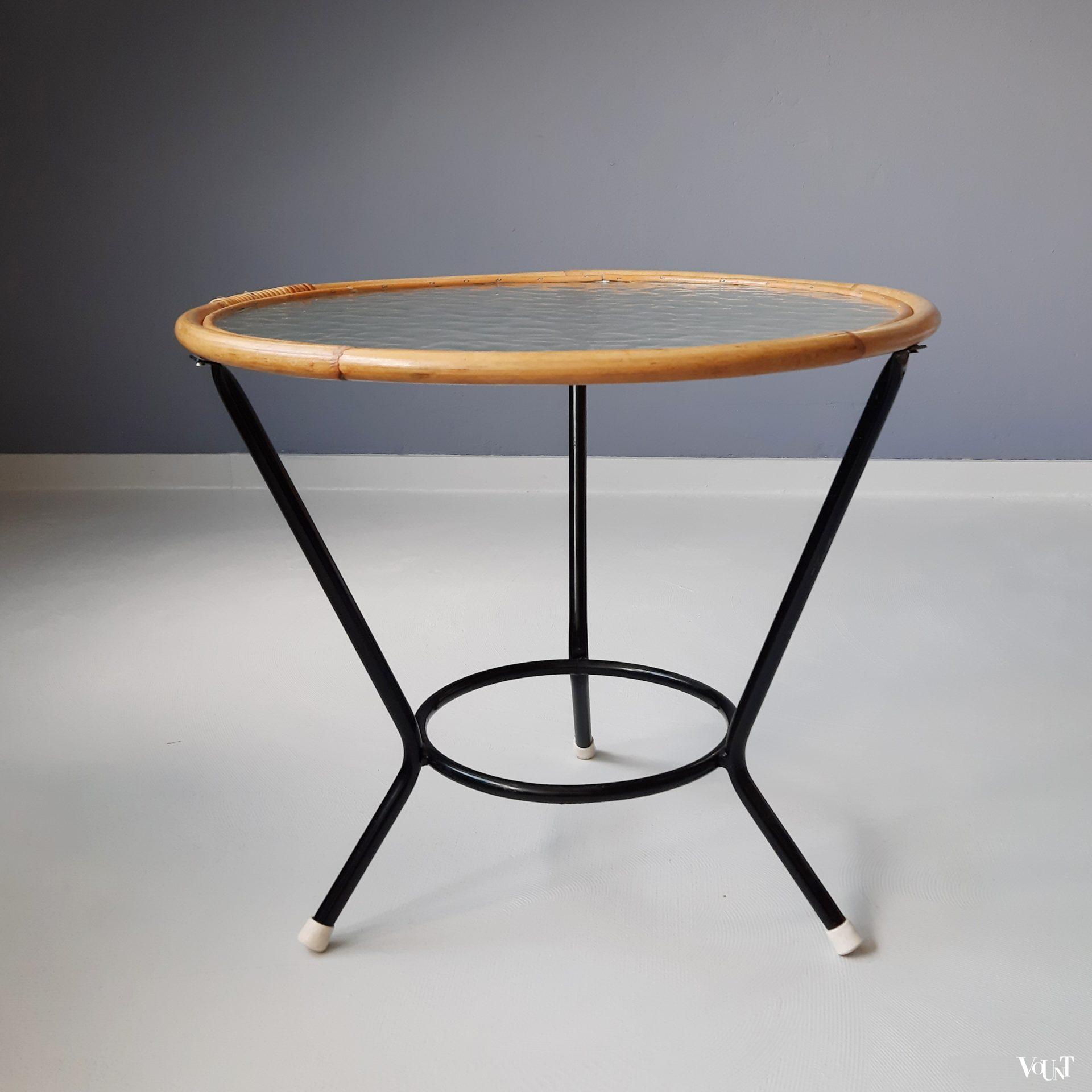 Ronde rotan bijzettafel, Rohé Noordwolde, jaren '60