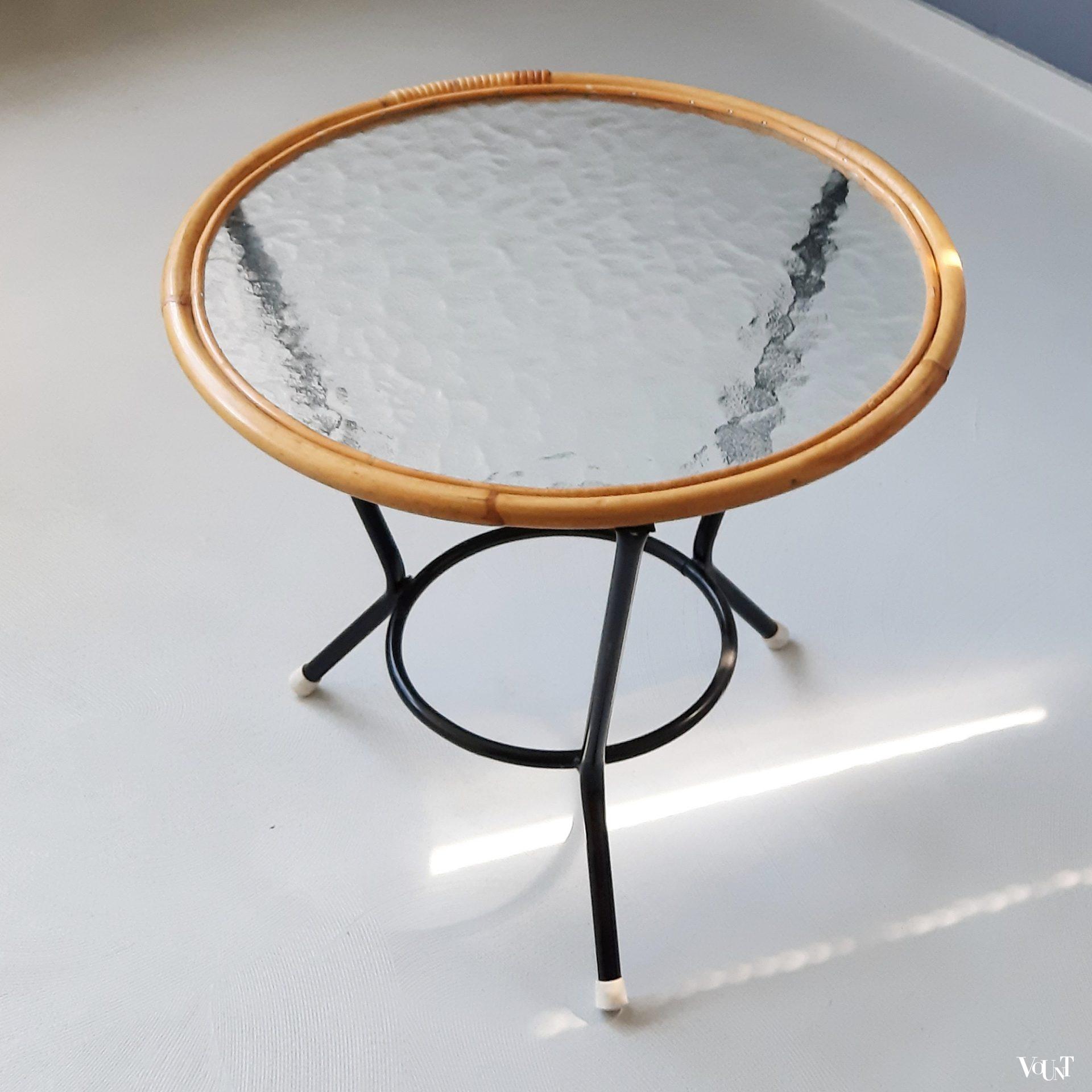 Ronde rotan bijzettafel, Rohé Noordwolde, jaren '60