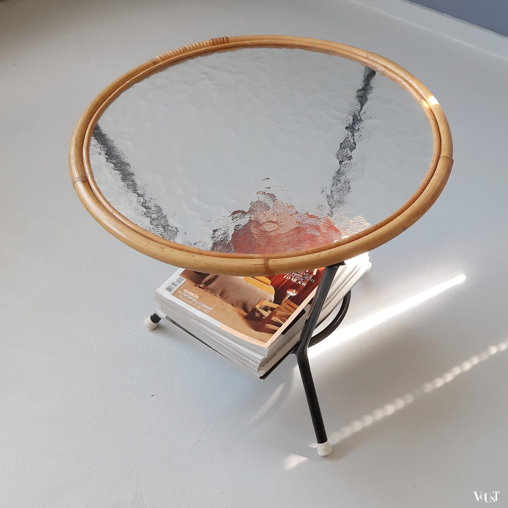 Ronde rotan bijzettafel, Rohé Noordwolde, jaren '60