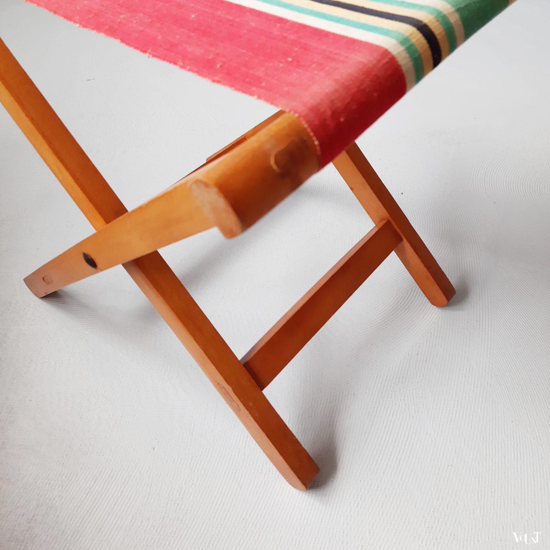 Set van vintage 2 vouwkrukjes / strandkrukjes