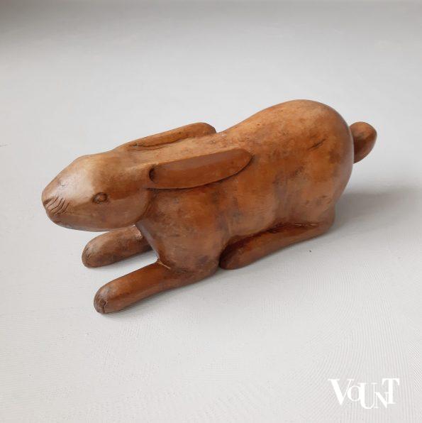 Set van 2 grote vintage houten hazen