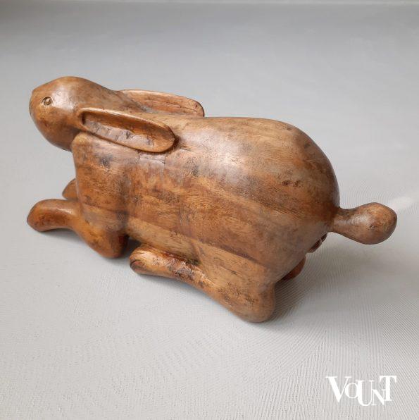 Set van 2 grote vintage houten hazen