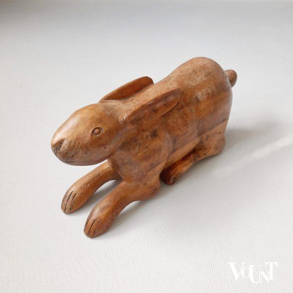 Set van 2 grote vintage houten hazen