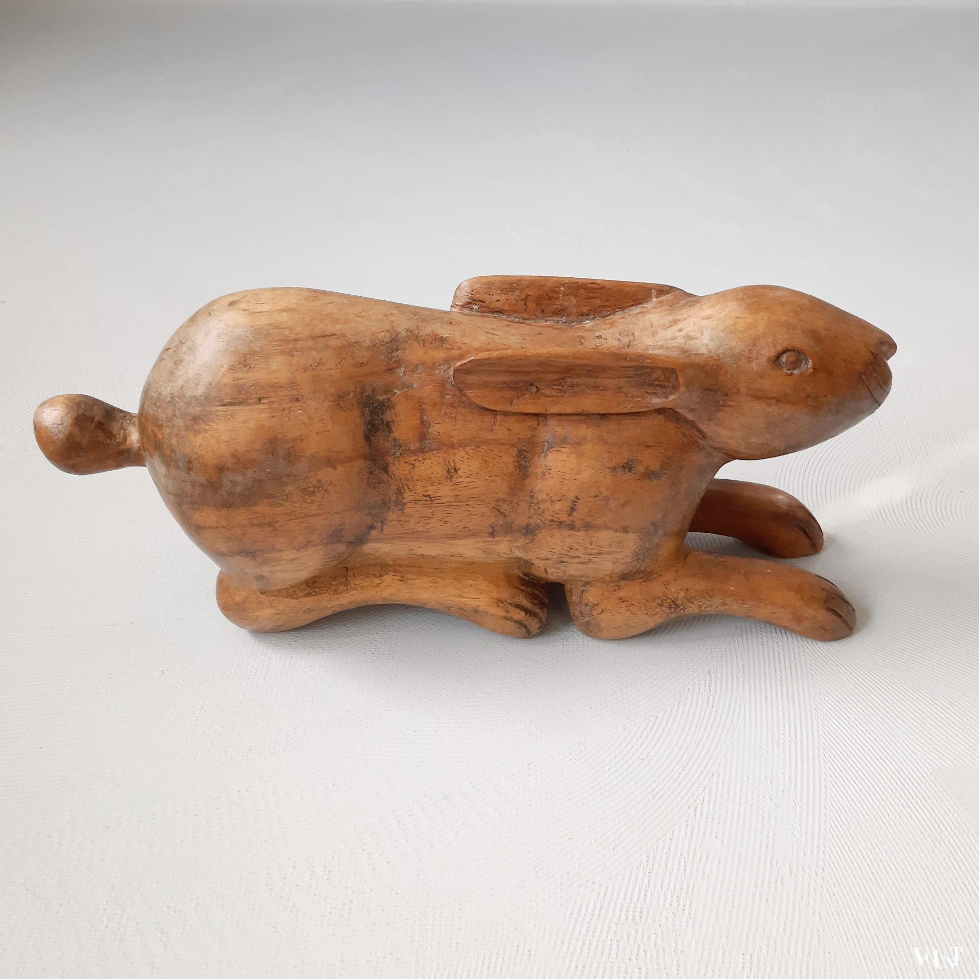 Set van 2 grote vintage houten hazen