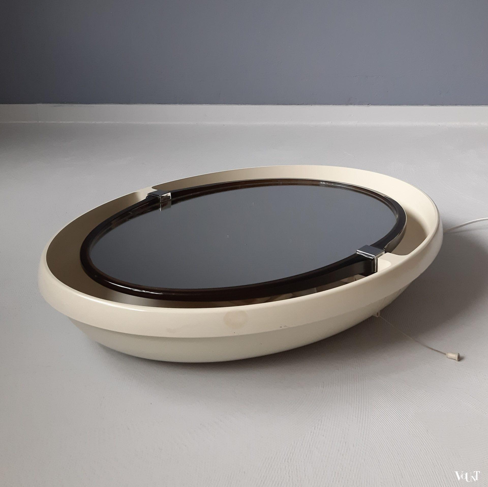 Verlichte wandspiegel, Allibert, jaren '70 (ovaal)