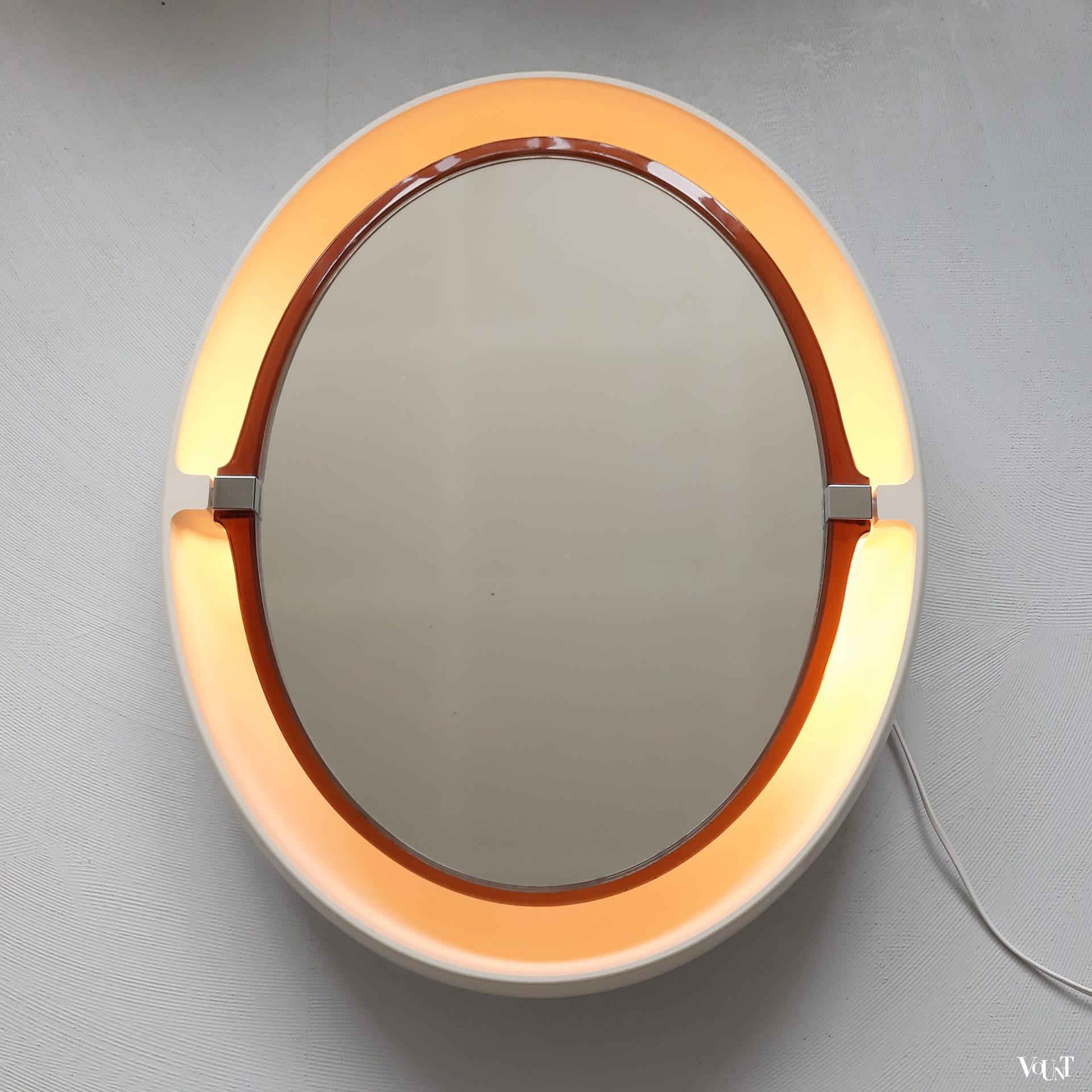 Verlichte wandspiegel, Allibert, jaren '70 (ovaal)