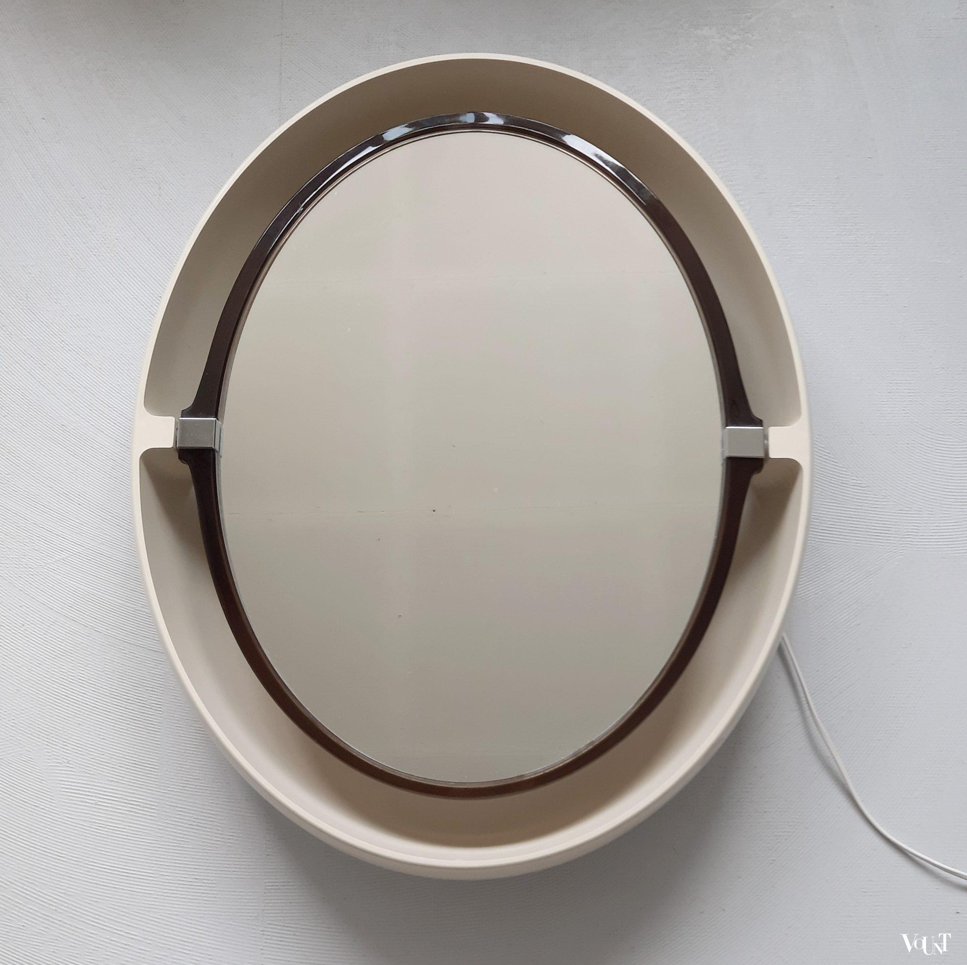 Verlichte wandspiegel, Allibert, jaren '70 (ovaal)