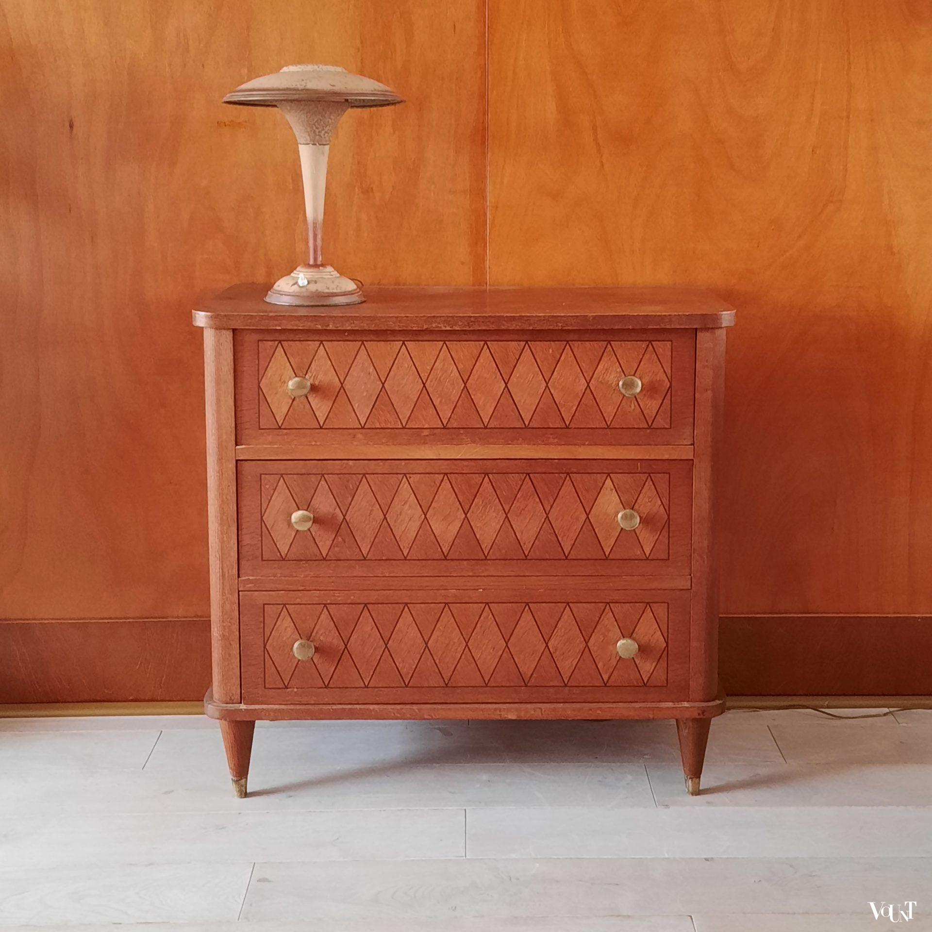 Franse ladekast met inlegwerk, jaren '60