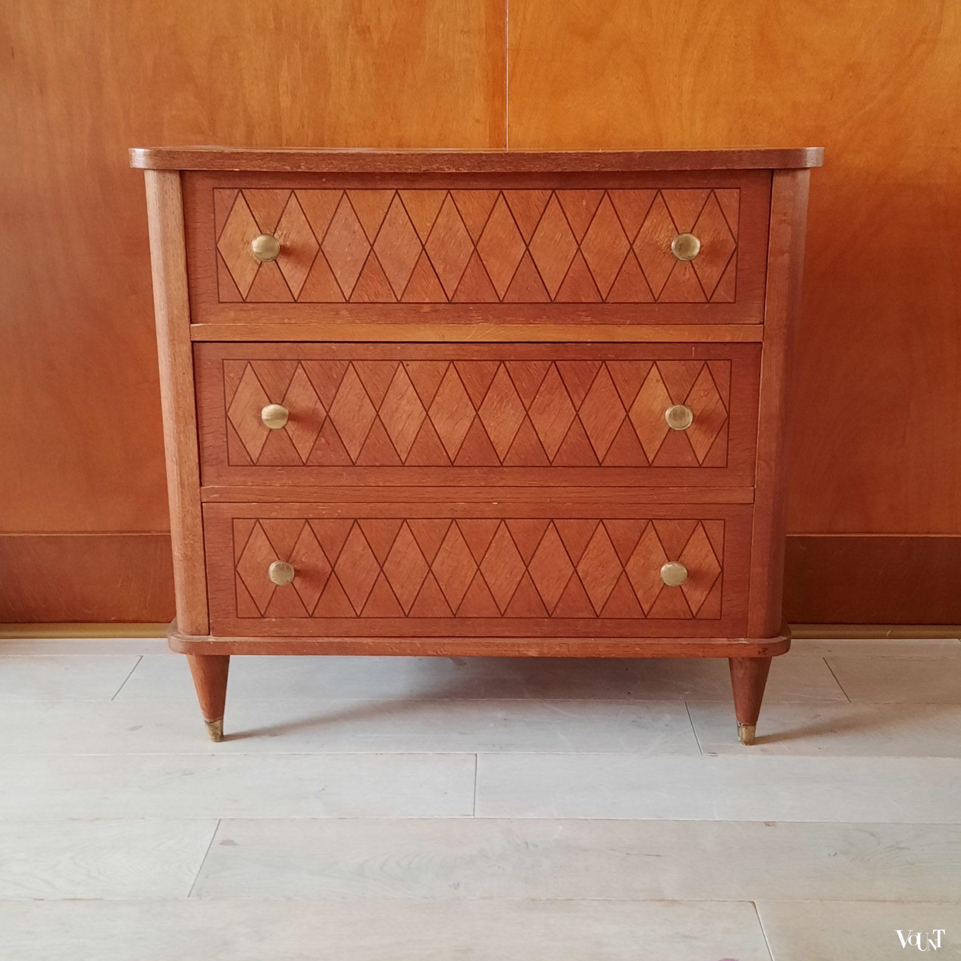 Franse ladekast met inlegwerk, jaren '60