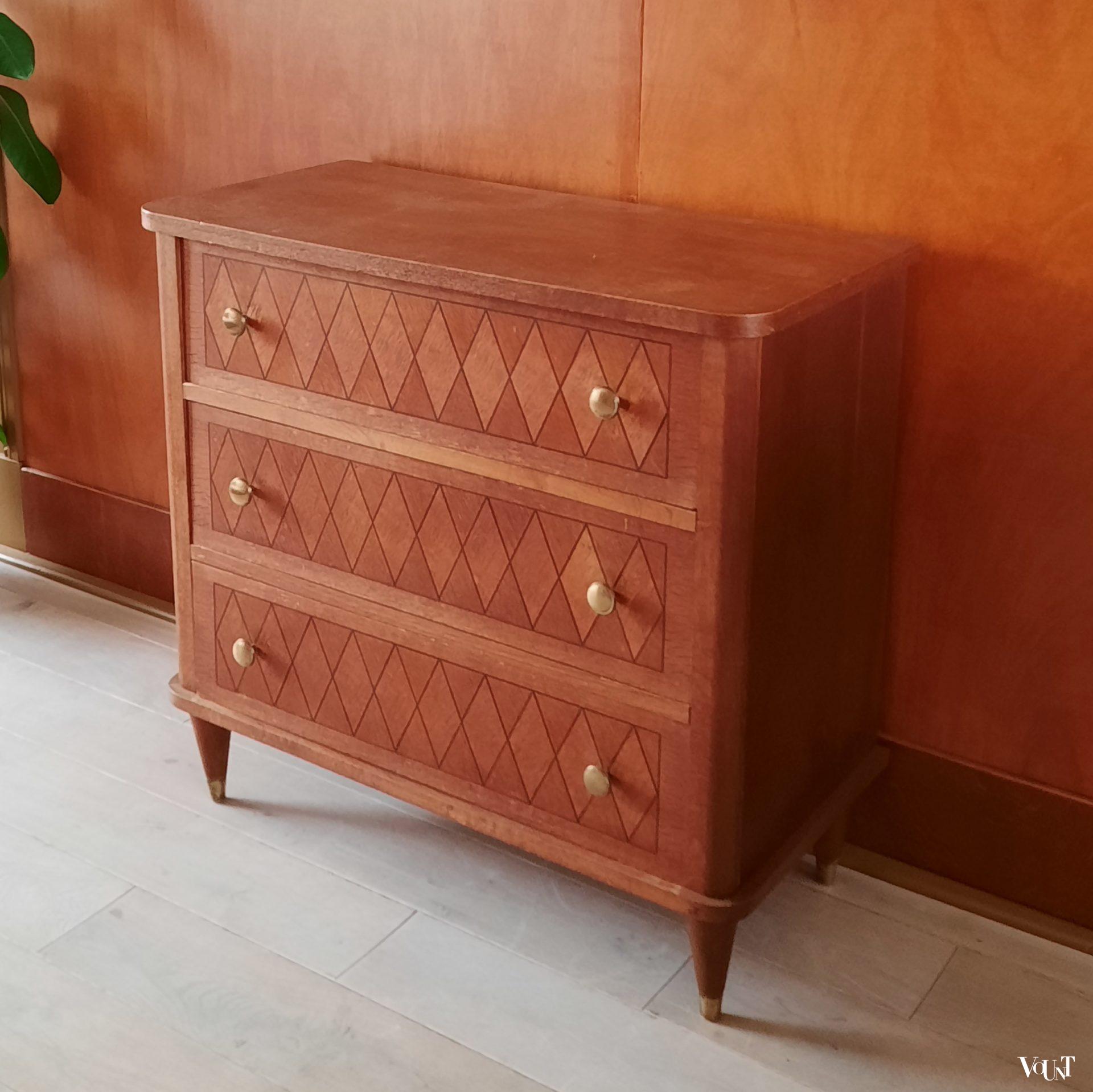 Franse ladekast met inlegwerk, jaren '60