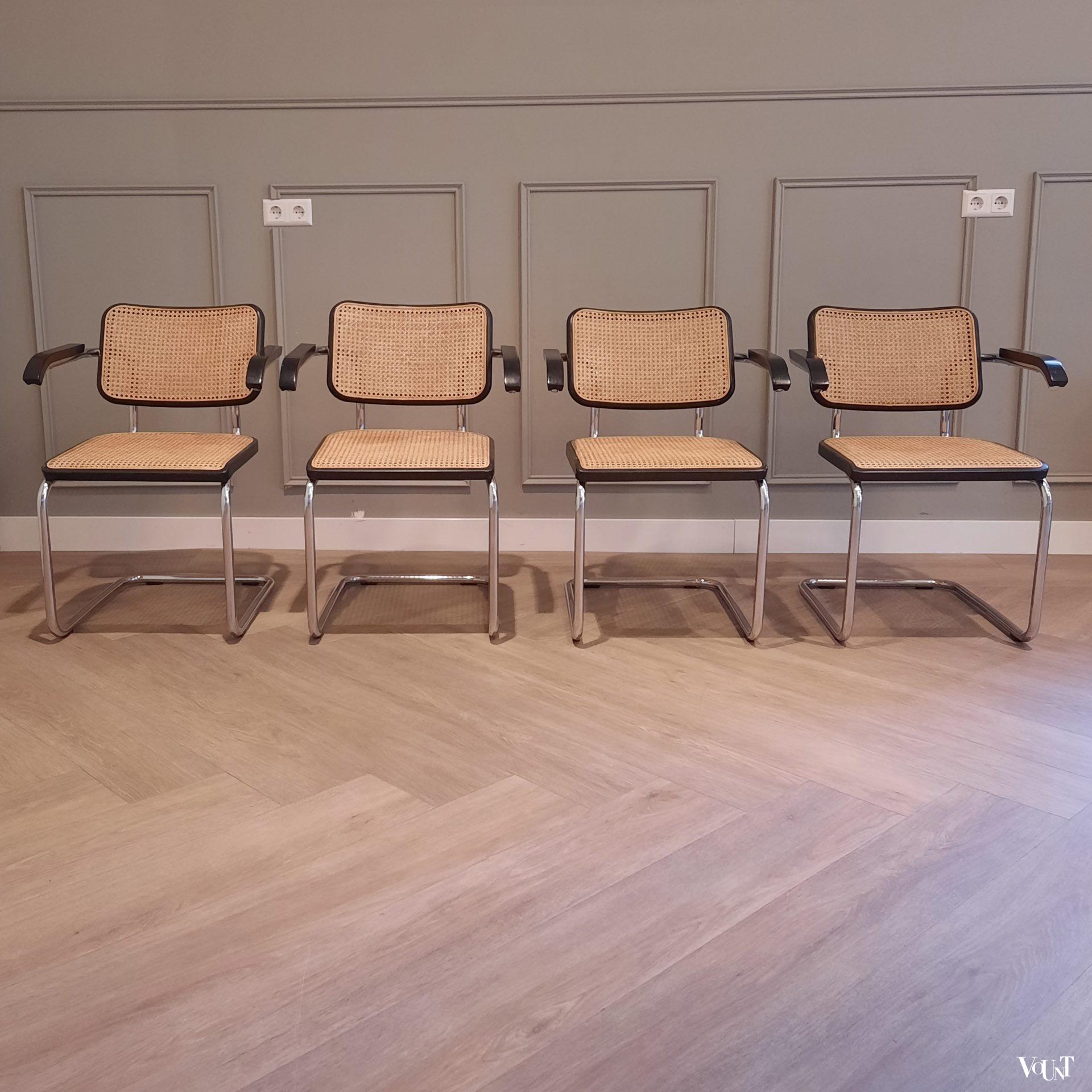 Set van 4 originele S64 stoelen, Marcel Breuer voor Thonet, jaren '90