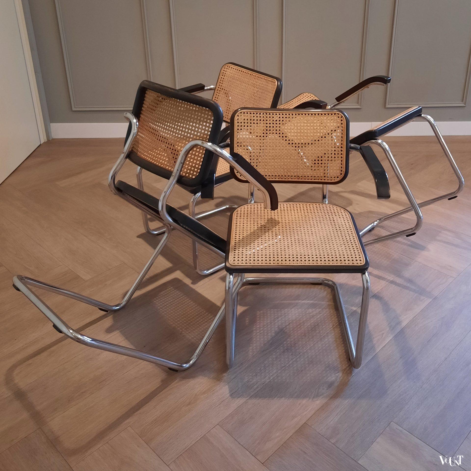 Set van 4 originele S64 stoelen, Marcel Breuer voor Thonet, jaren '90