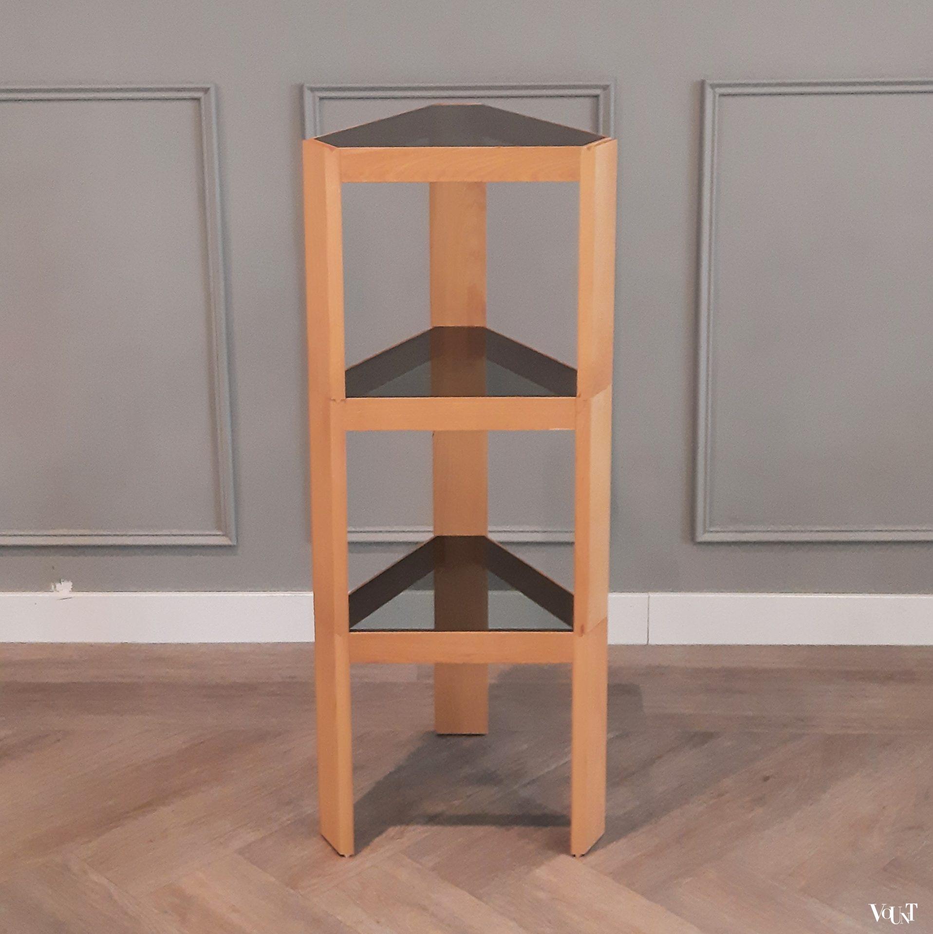 Set van 3 bijzettafeltje met rookglazen blad, Porada Arredi, jaren '70