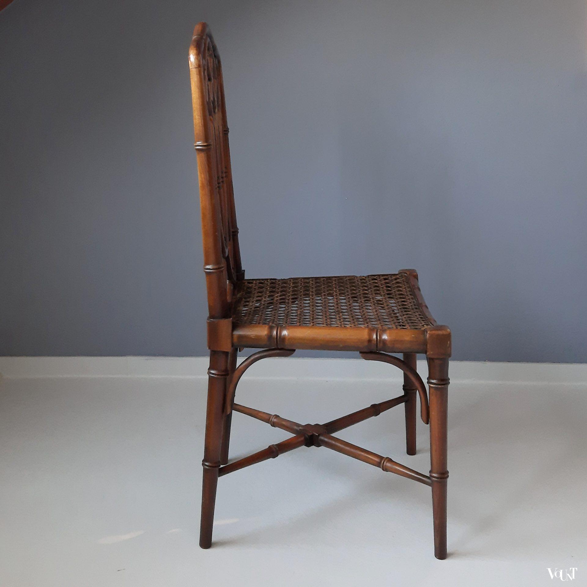 Bruine faux bamboo stoel, jaren '70 (1)