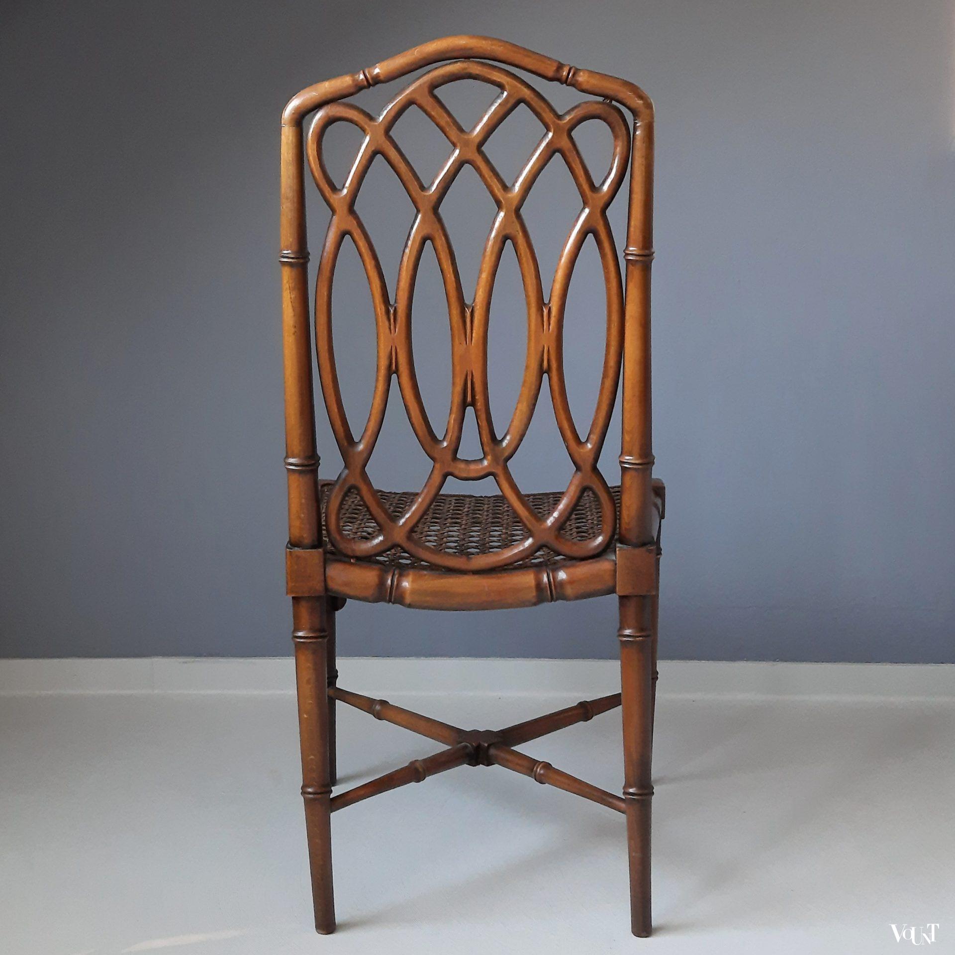 Bruine faux bamboo stoel, jaren '70 (1)