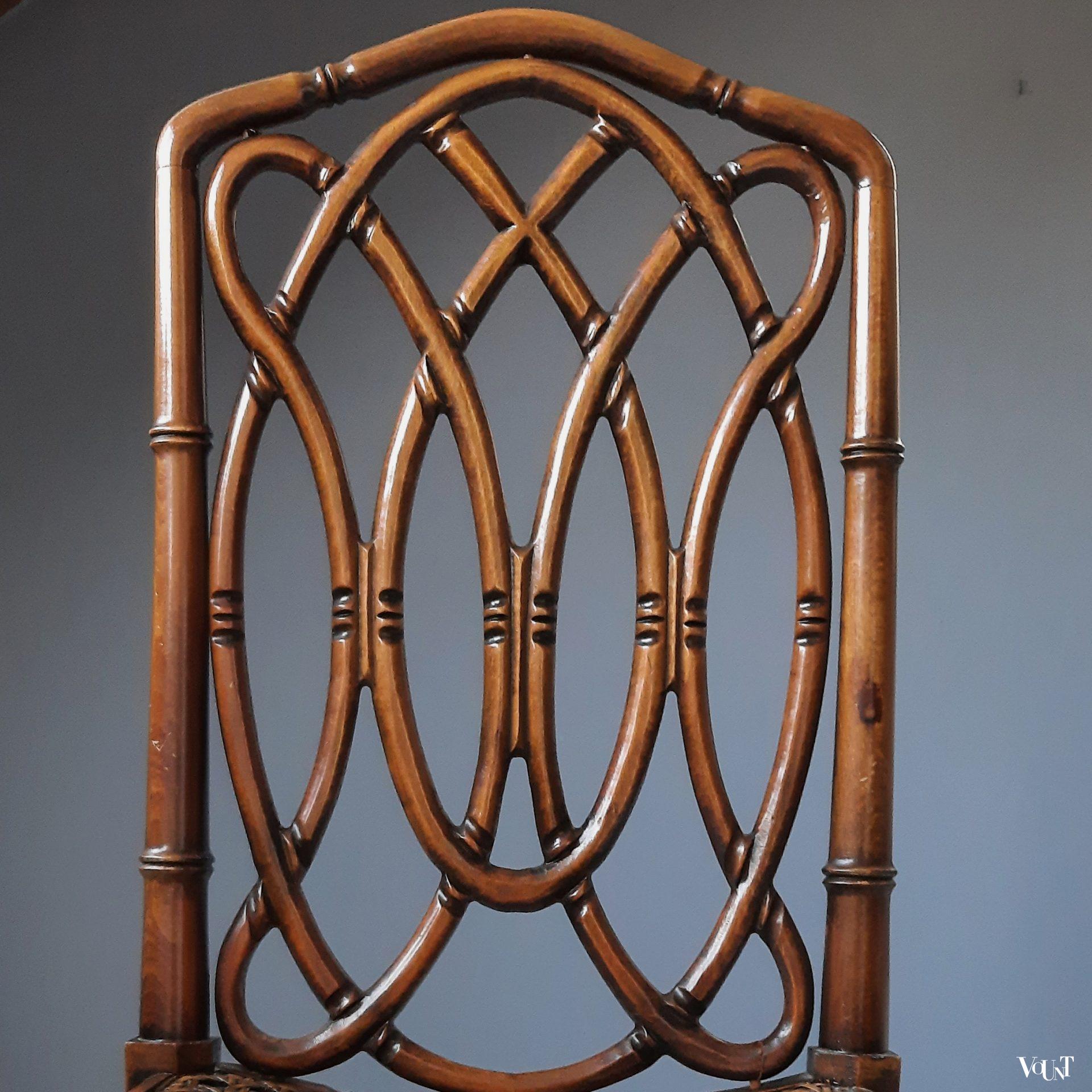 Bruine faux bamboo stoel, jaren '70 (1)