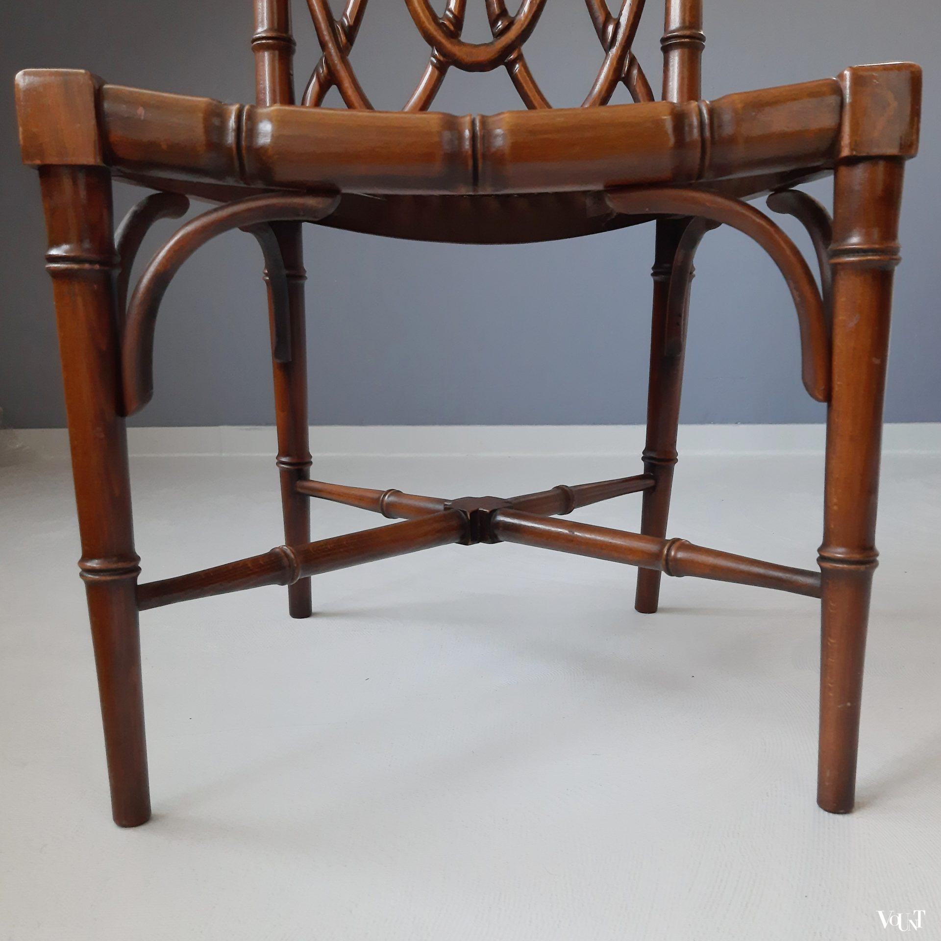 Bruine faux bamboo stoel, jaren '70 (1)