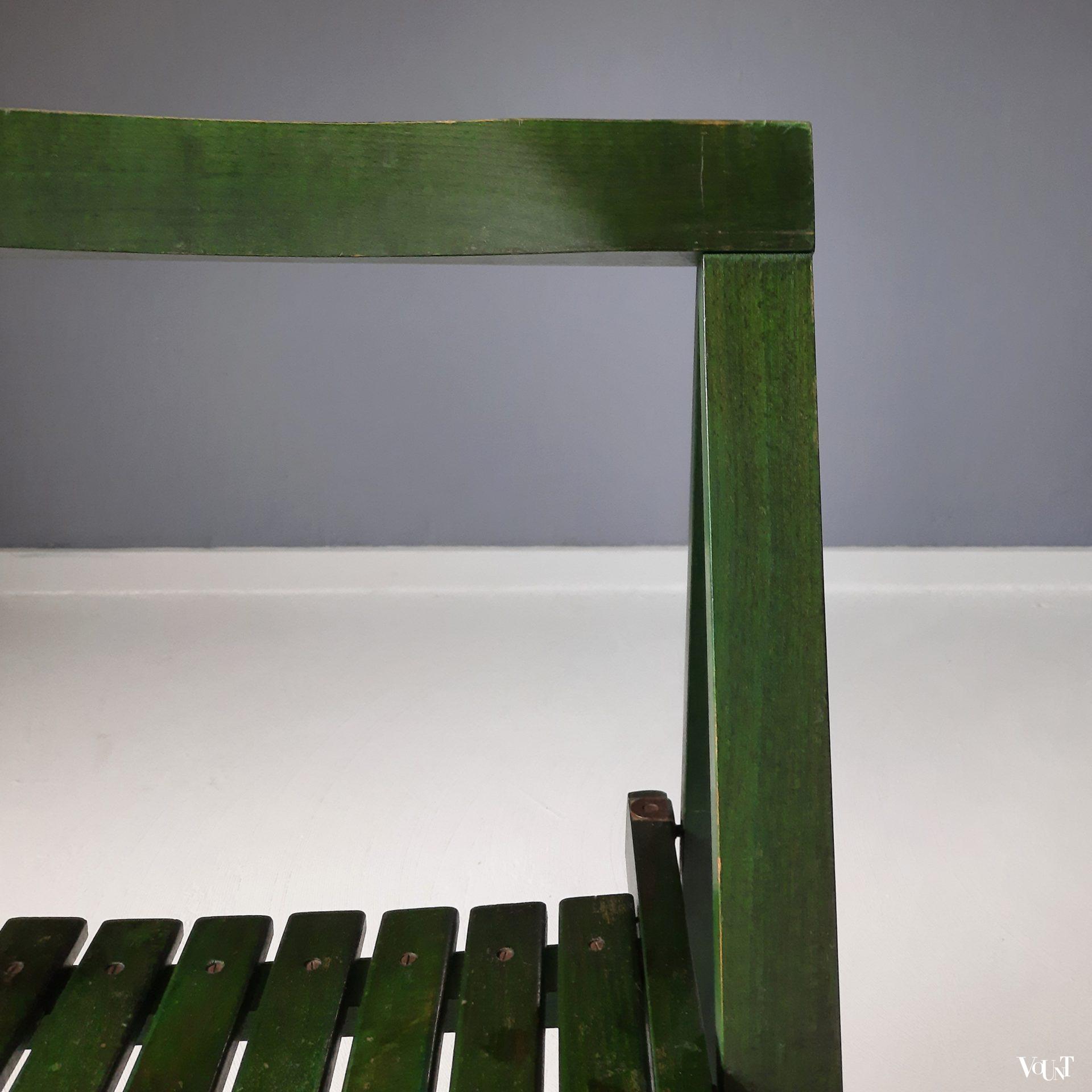 Vintage groene klapstoel, Aldo Jacober voor Alberto Bazzani, jaren '70
