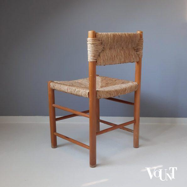 Grenen stoel met biezen bekleding, jaren '60/'70