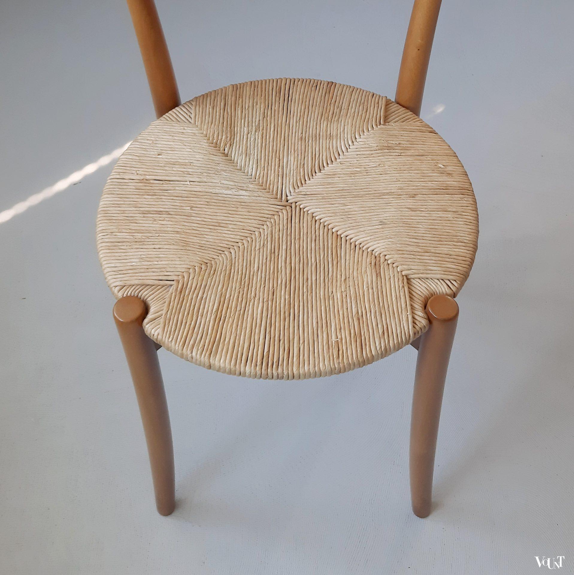 Set van 2 Italiaanse stoeltjes met ronde biezen zitting, jaren '90