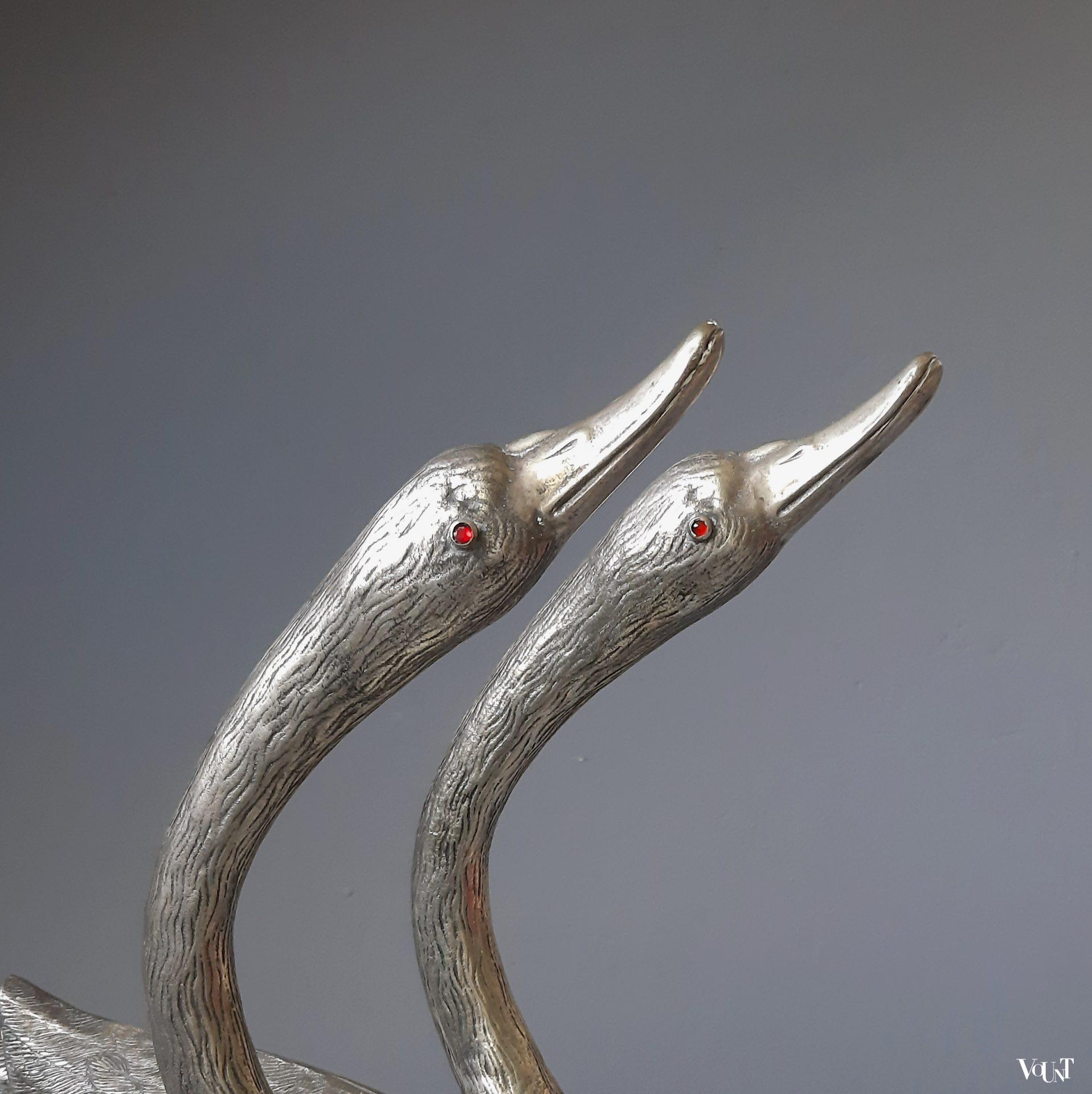 Set van 2 "zilveren" zwanen, Frankrijk, jaren '60