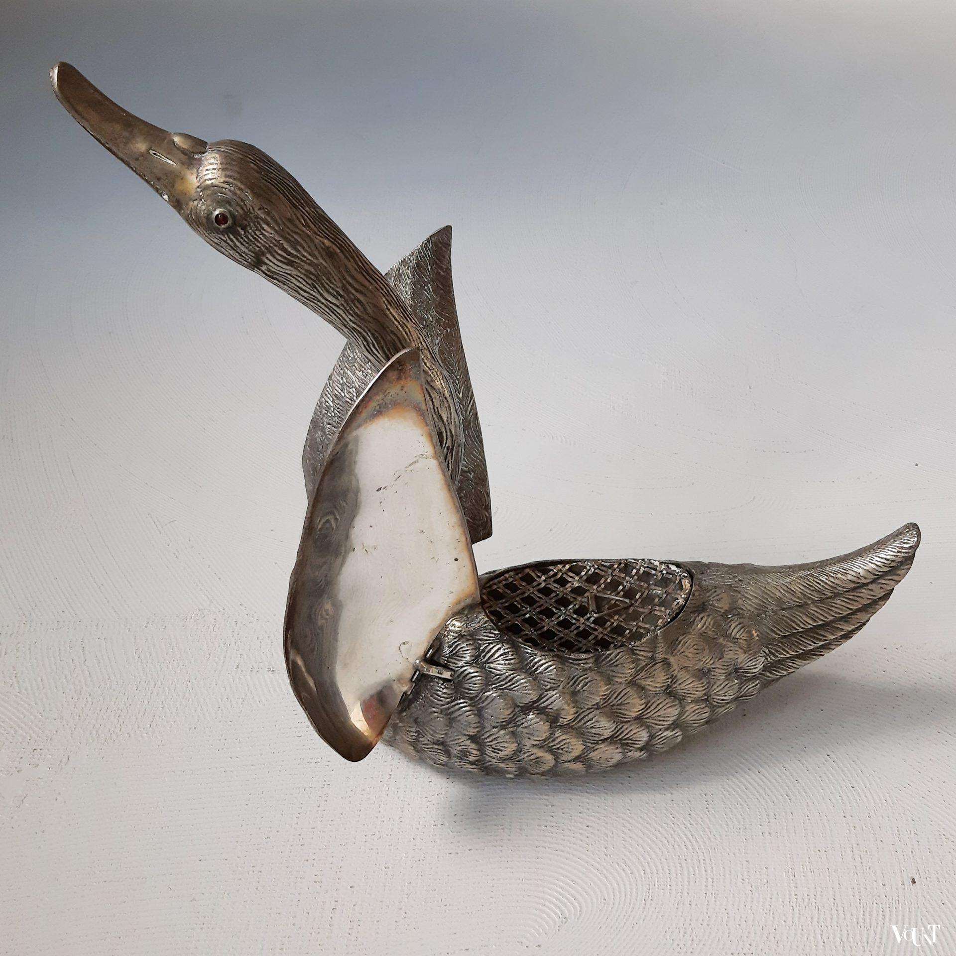 Set van 2 "zilveren" zwanen, Frankrijk, jaren '60