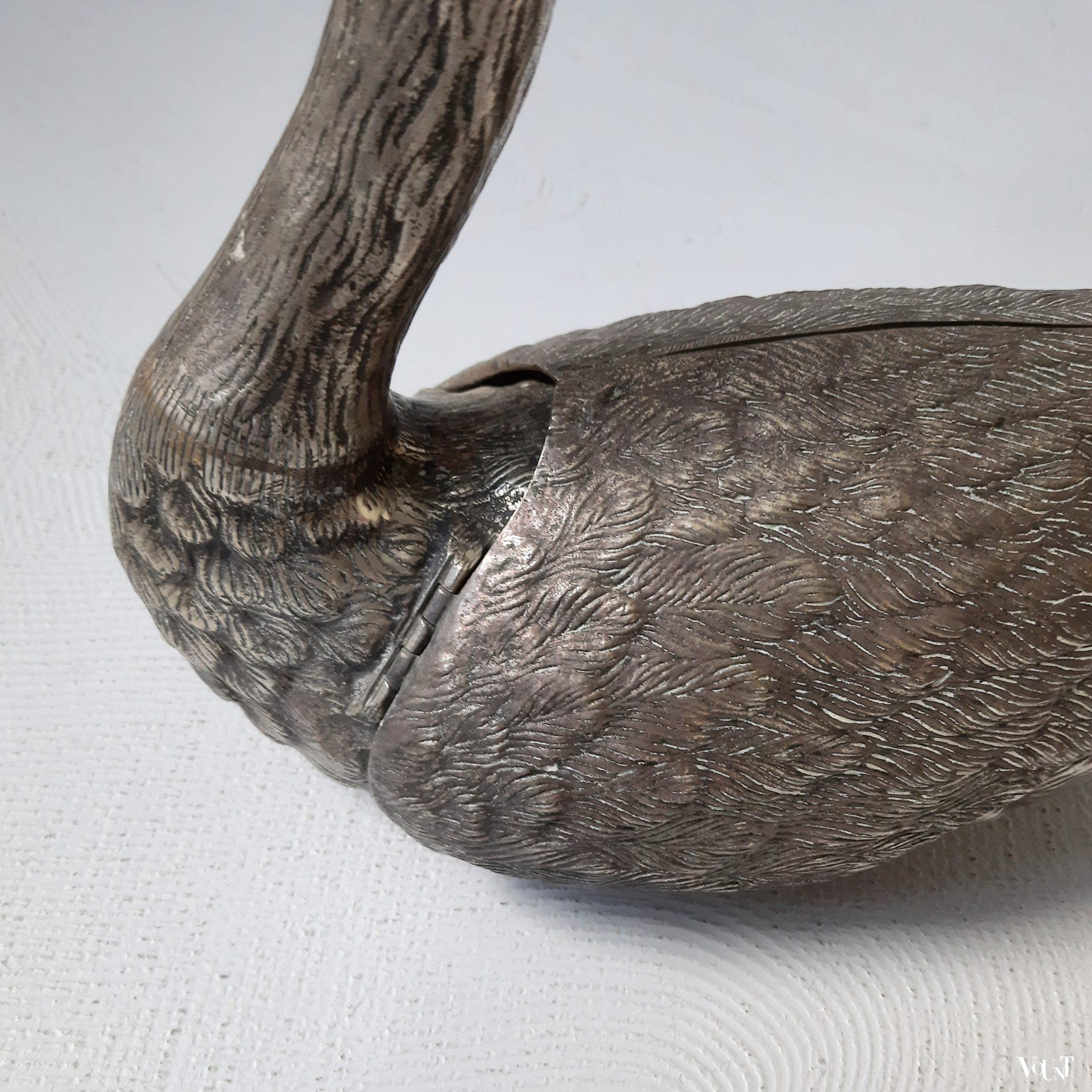 Set van 2 "zilveren" zwanen, Frankrijk, jaren '60