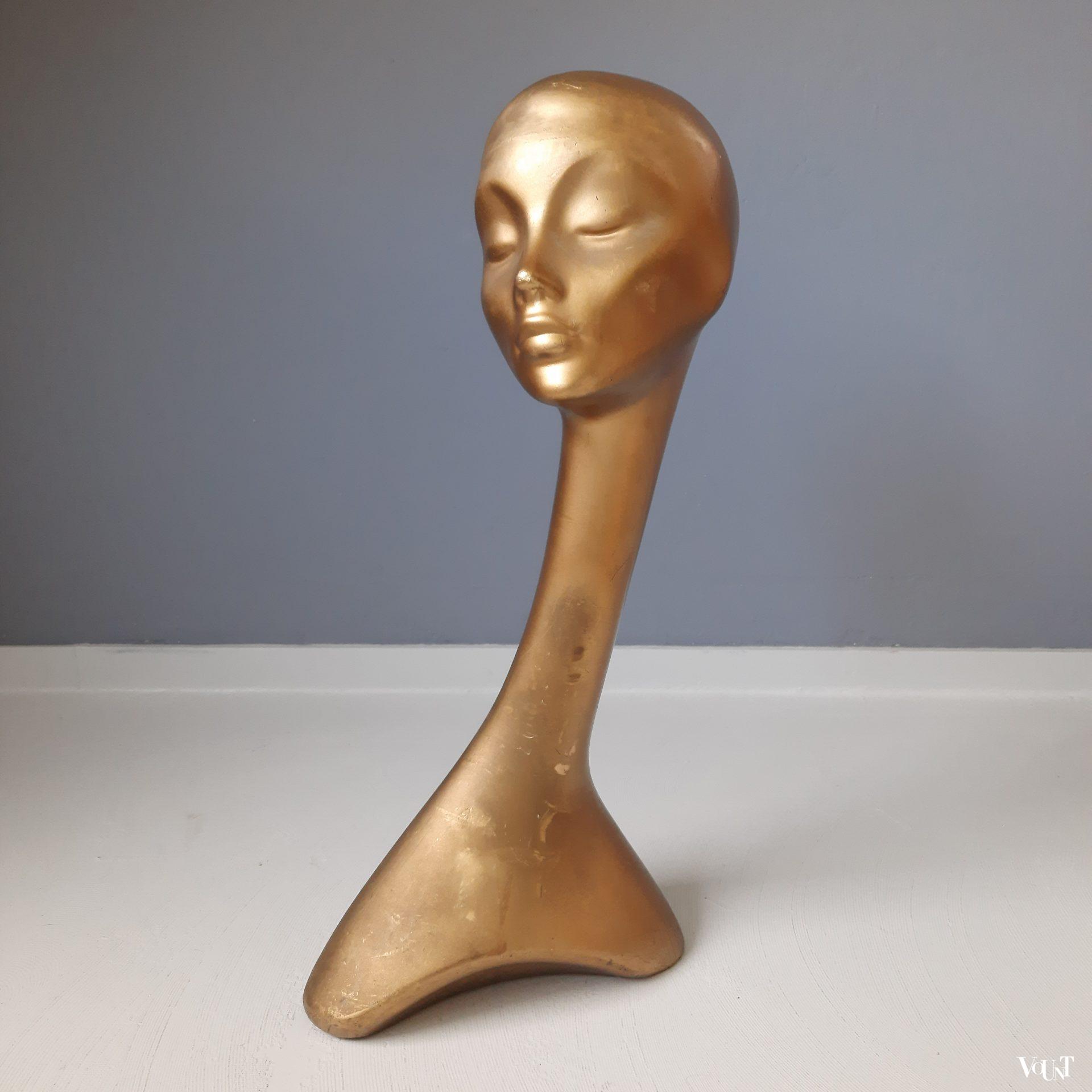 Goudkleurige "zwanenhals" mannequin, jaren '60/'70