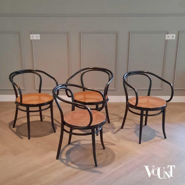 Set van 4 zwarte 209 stoelen, Ligna, jaren '70