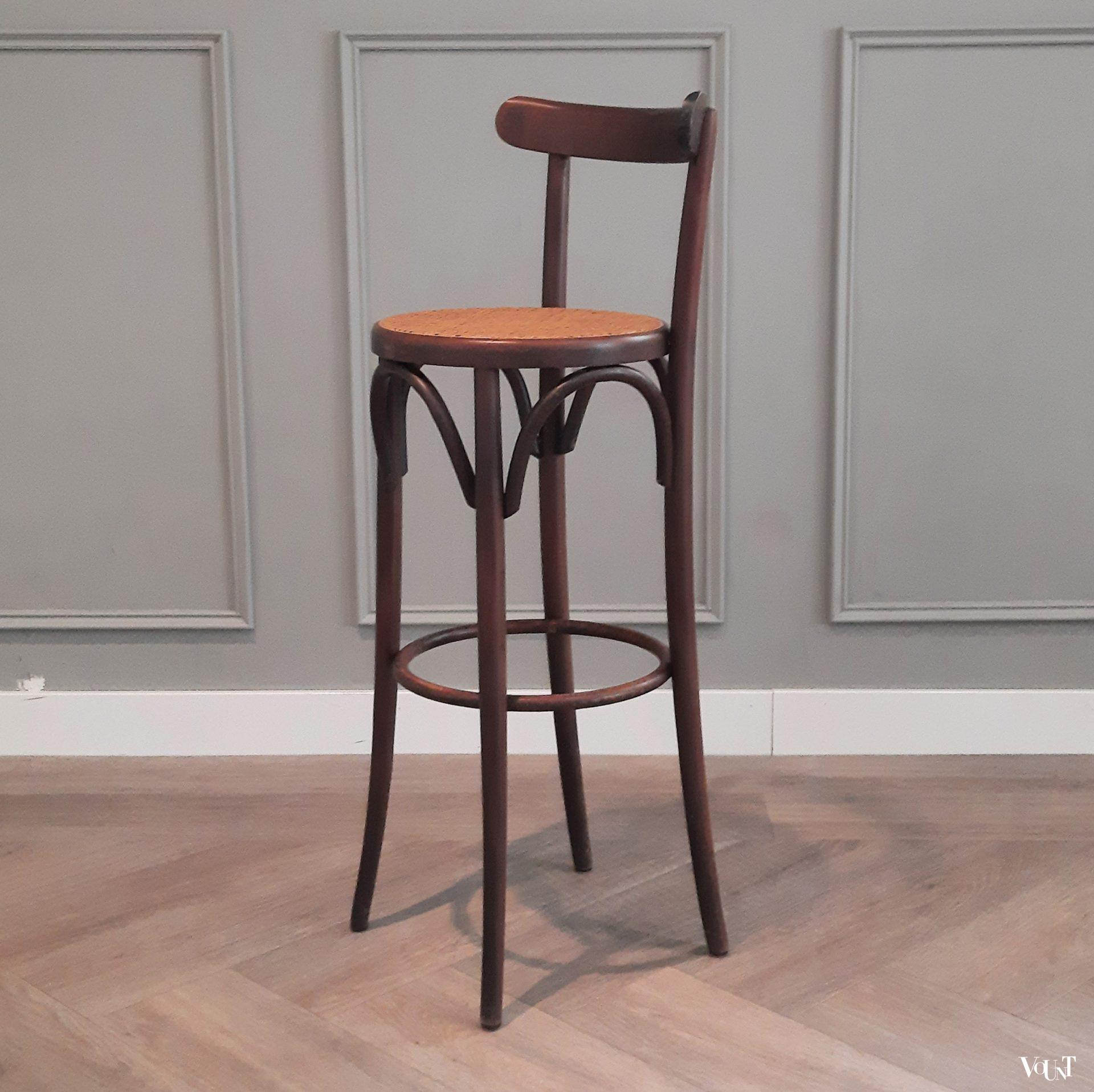 Set van 3 bentwood barkrukken met rotan zitting, jaren '70/'80